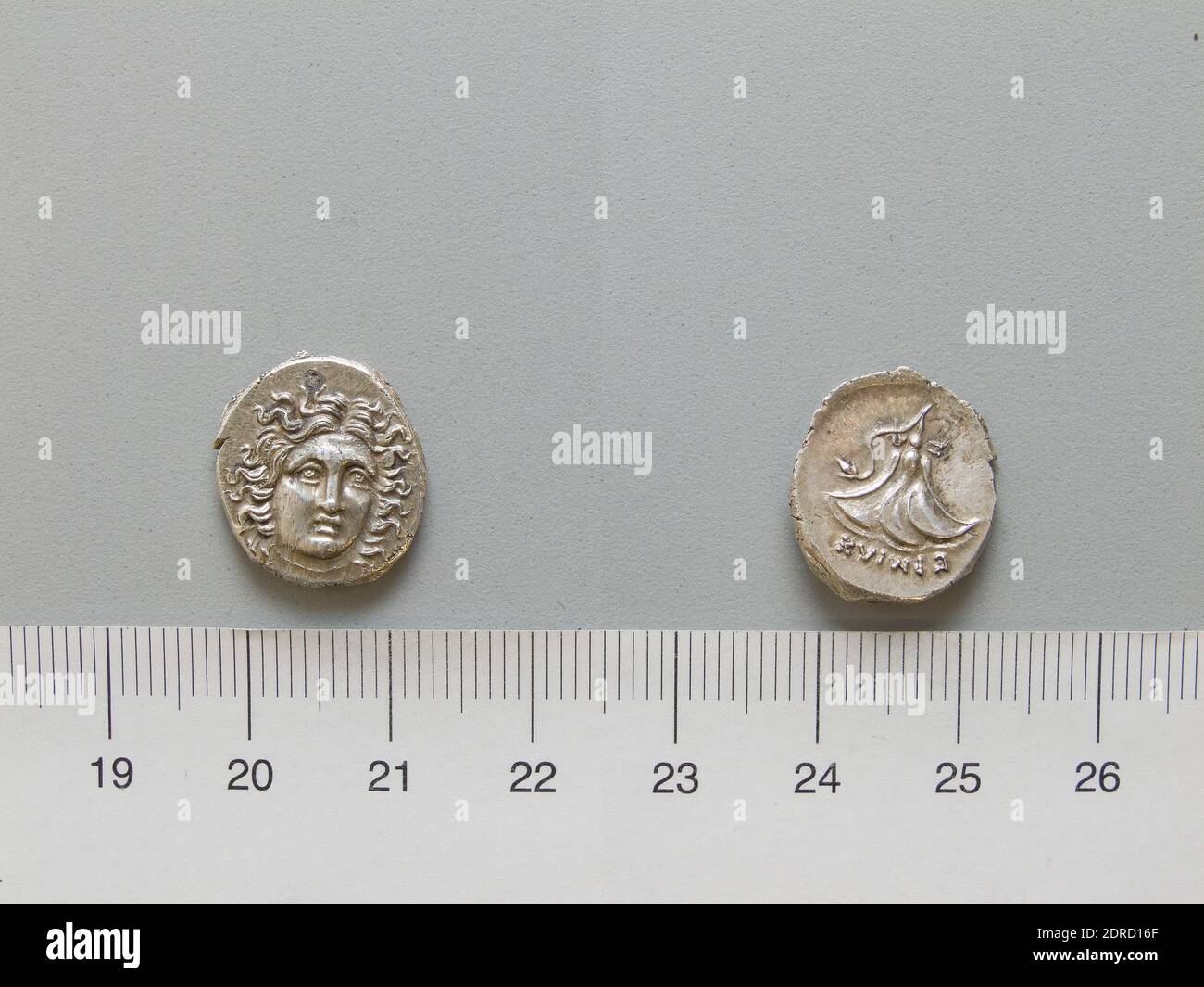 Ruler: Perseus, King of Macedonia, ca. 212–166 B.C., ruled 178–168 B.C.Mint: Rhodes, Coin of Perseus, King of Macedonia from Rhodes, 170–168 B.C. (?), Silver, 2.61 g, 7:00, 17 mm, Made in Rhodes, Greek, 2nd century B.C., Numismatics Stock Photo