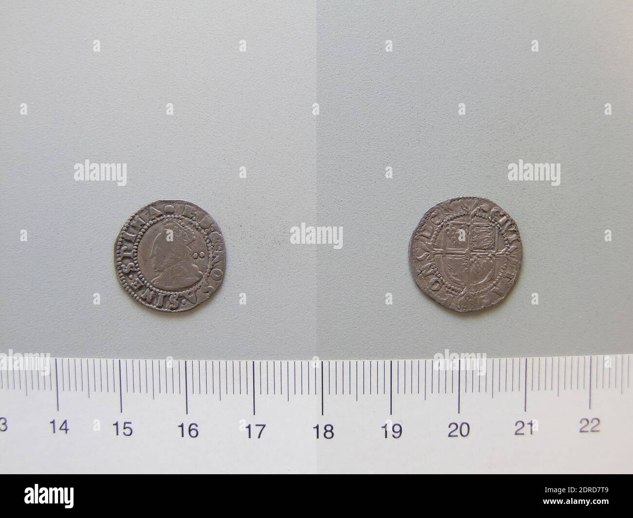 Ruler: Elizabeth I, Queen of England, British, 1533–1603, ruled 1558–1603, Mint: London, Halfgroat of Elizabeth I, Queen of England from London, Silver, 1.01 g, 2:00, 17 mm, Made in London, England, British, 16th century, Numismatics Stock Photo