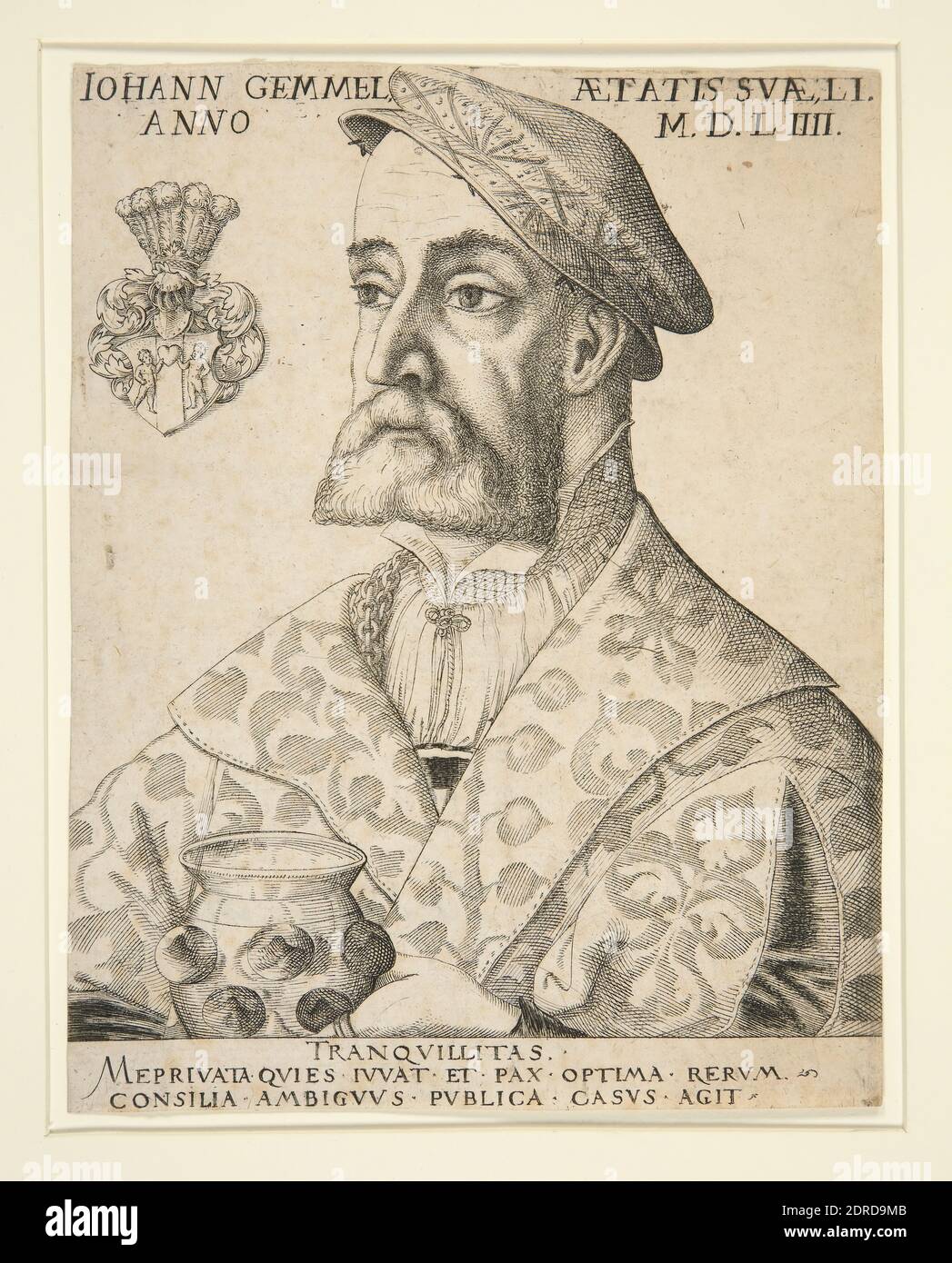 Artist: Virgil Solis, German, 1514–1562, Portrait of Joannes Gemmel, Engraving, Made in Germany, German, 16th century, Works on Paper - Prints Stock Photo