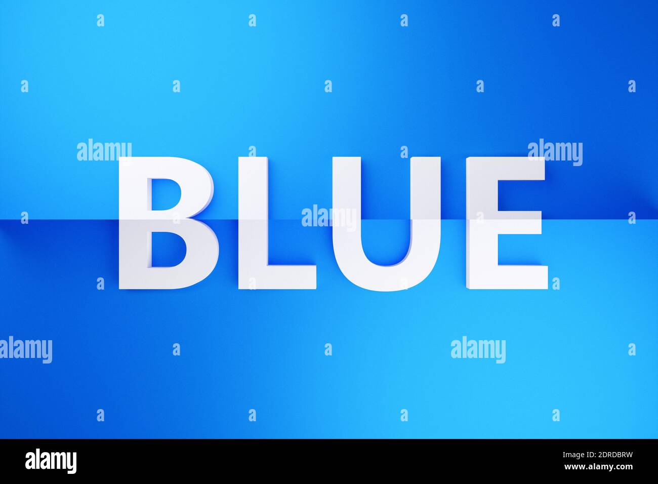 3d illustration volumetric inscription in BLUE white letters on a ...