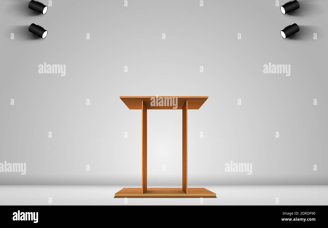 wooden announcement podium in the white studio room Stock Vector Image ...