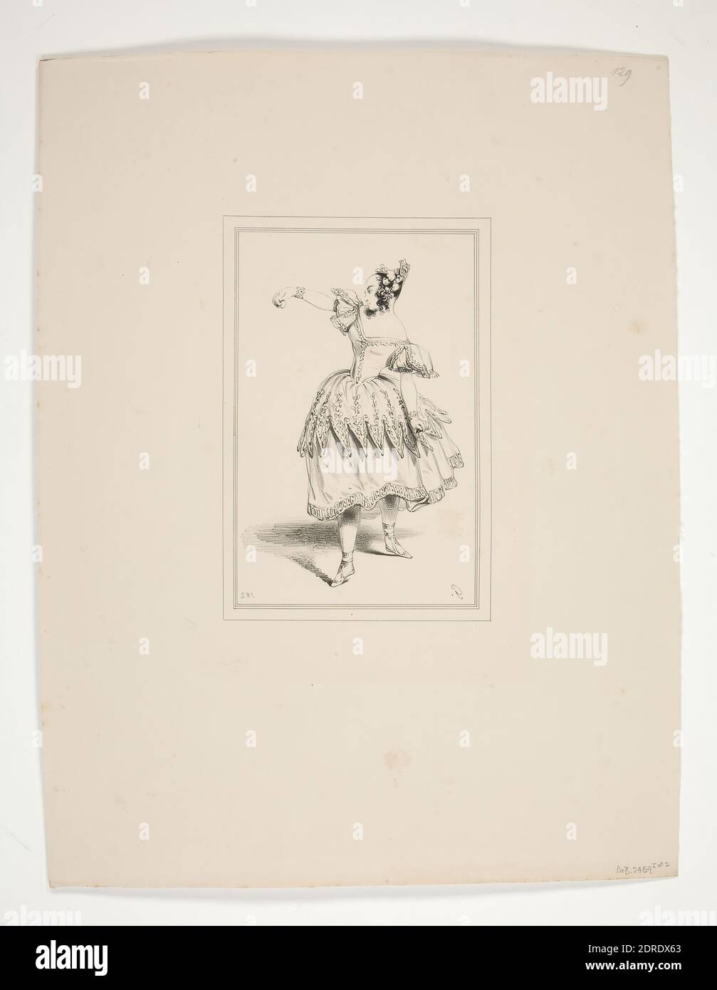 Artist: Paul Gavarni, French, 1804–1866, Costume de la signora Dolores Pas de la Cachuca. Theatre de la Gaiete., Lithograph, French, 19th century, Works on Paper - Prints Stock Photo
