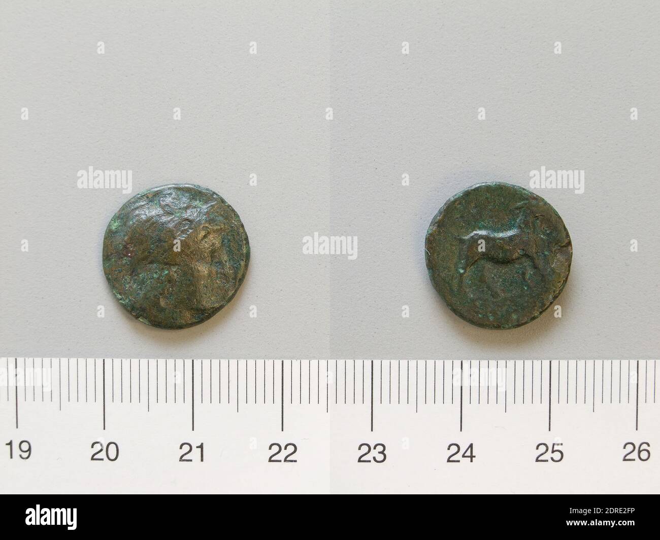 Mint: Aegae, Coin from Aegae, 2nd–1st century B.C., Bronze, 3.28 g, 12:00, 17.5 mm, Made in Aegae, Macedonia, Greek, 2nd–1st century B.C., Numismatics, Numismatics Stock Photo