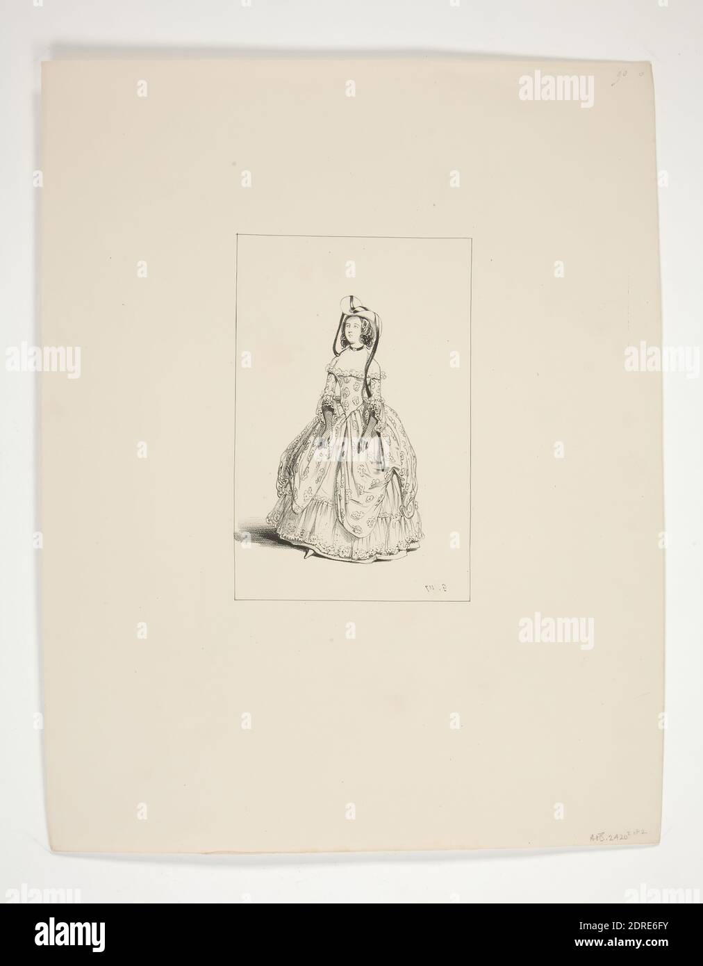 Artist: Paul Gavarni, French, 1804–1866, Costume de Claire, jouee par M’le Rougemont, Lithograph, French, 19th century, Works on Paper - Prints Stock Photo