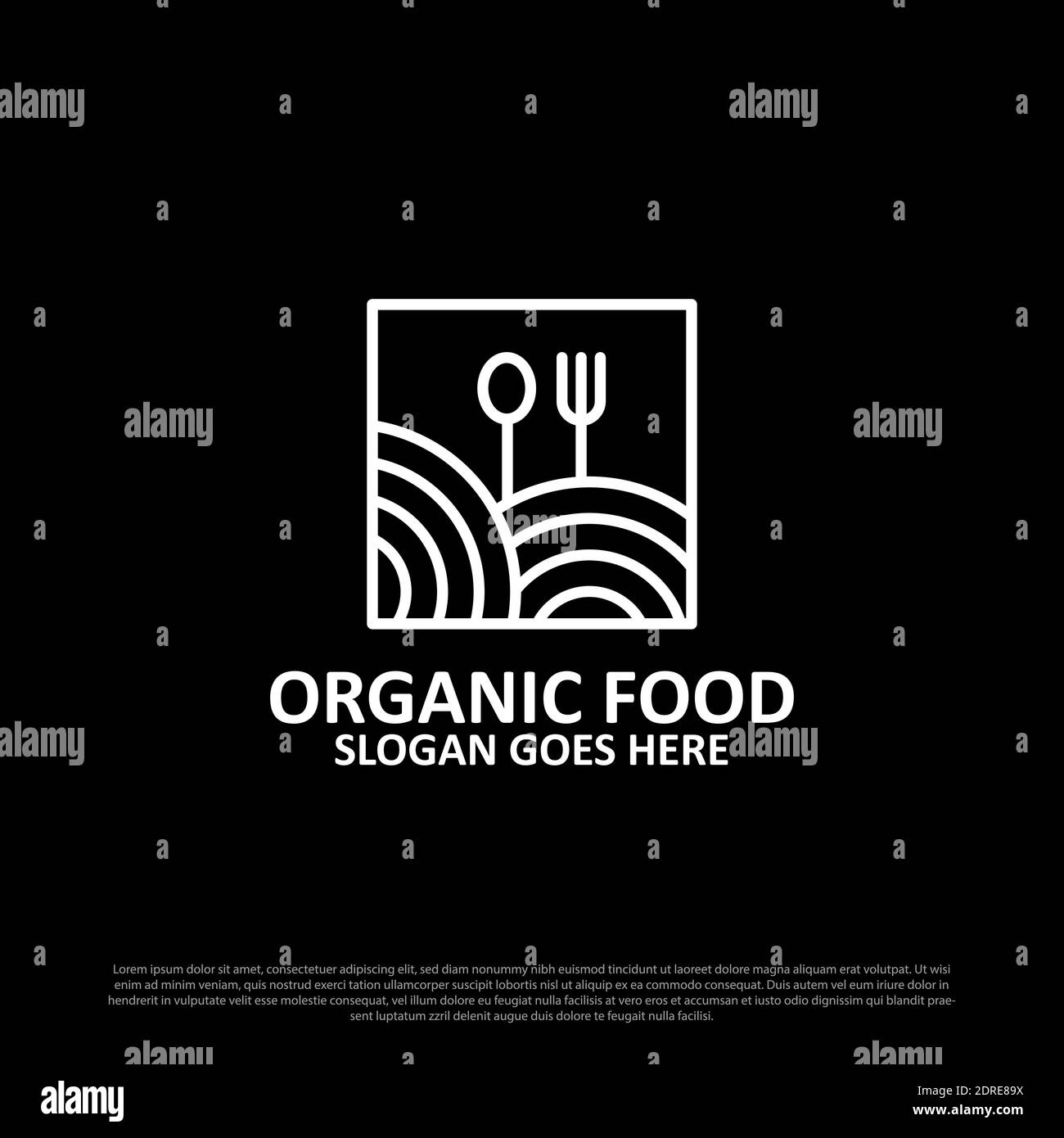 nature and organic logo design - green and vegan food square concepts Stock Vector