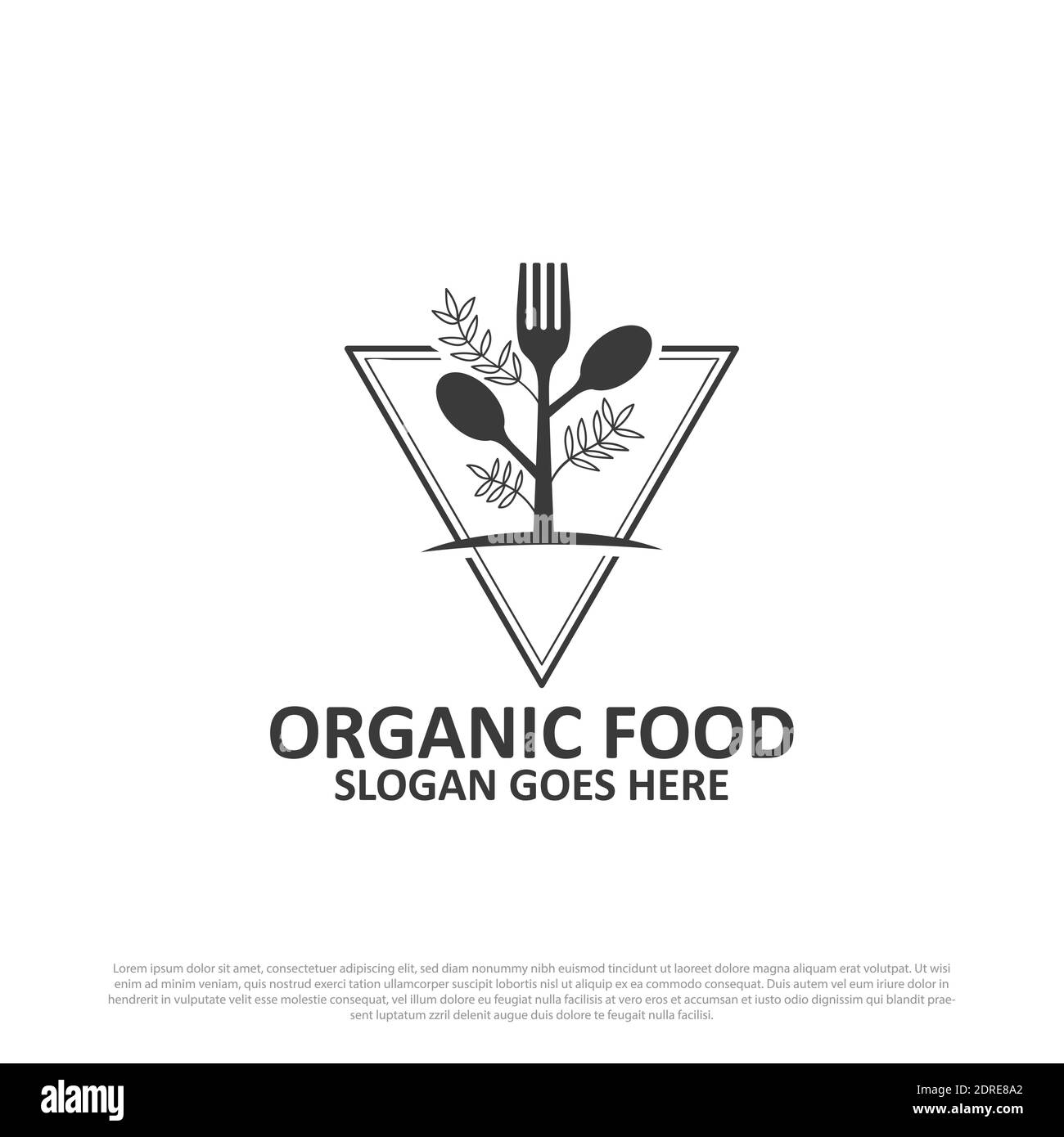 nature organic food logo design vector - green and vegan food template triangle isolated Stock Vector