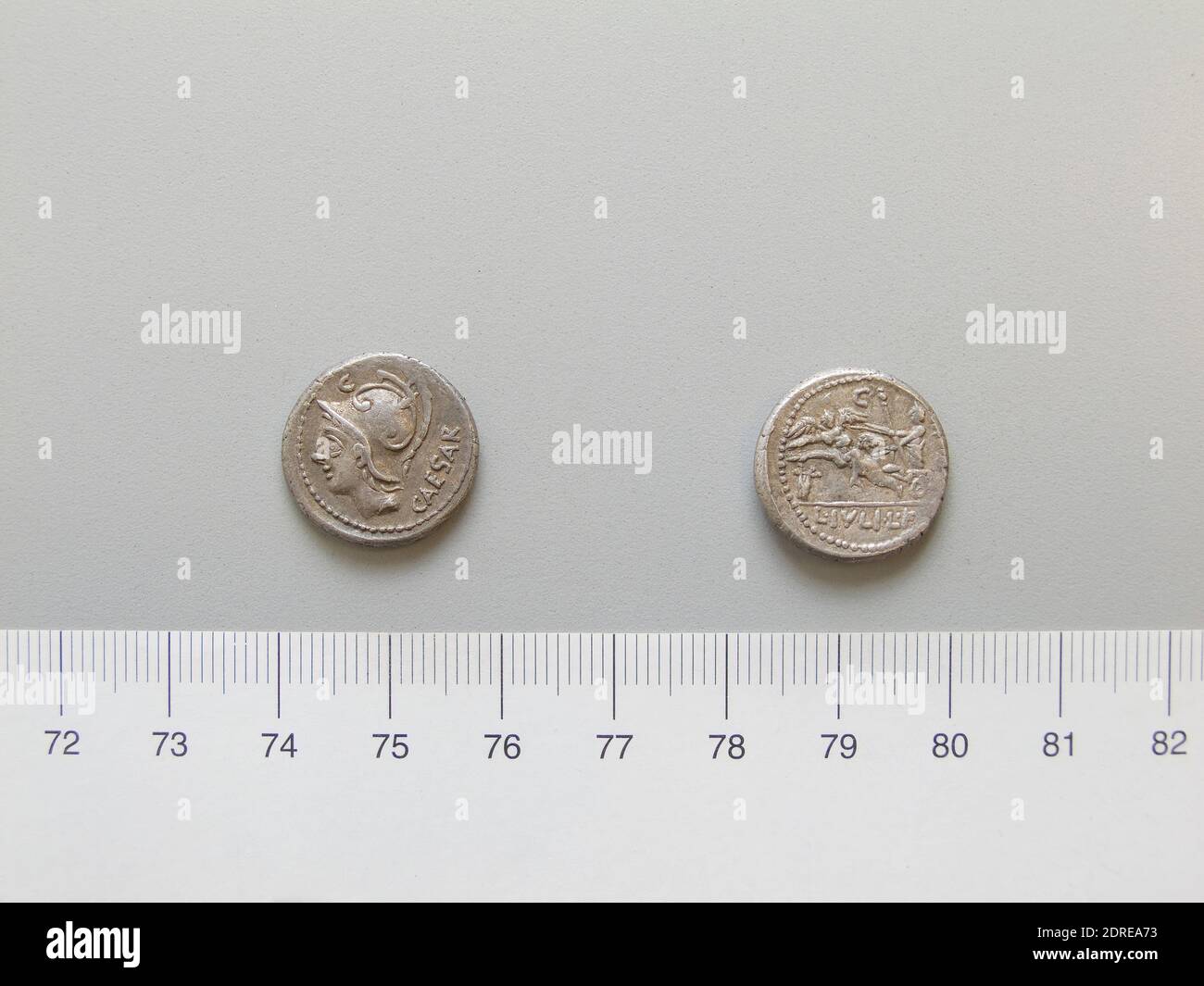 Mint: Rome, Magistrate: L. Julius L.f. Caesar, Denarius from Rome, 103 B.C., Silver, 3.93 g, 8:00, 18 mm, Made in Rome, Italy, Roman, 2nd century B.C., Numismatics Stock Photo