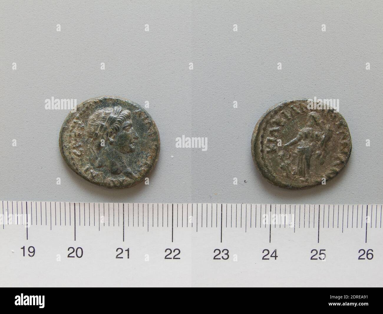 Ruler: Trajan, Emperor of Rome, A.D. 53–117, ruled 98–117, Mint: Cilbiani Inferiores, Coin of Trajan, Emperor of Rome from Cilbiani Inferiores, A.D. 98–117, Copper, 4.68 g, 12:00, 21.5 mm, Made in Cilbiani Inferiores, Lydia, Greek, 1st–2nd century A.D., Numismatics Stock Photo