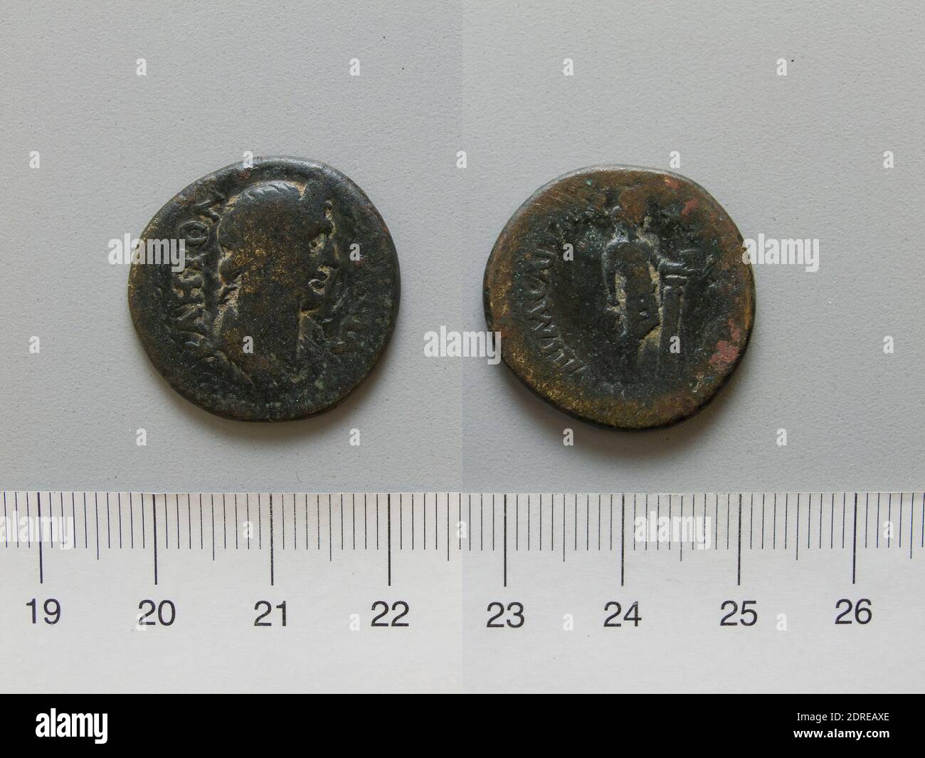 Ruler: Trajan, Emperor of Rome, A.D. 53–117, ruled 98–117, Mint: Sala, Coin of Trajan, Emperor of Rome from Sala, A.D. 98–117, Copper, 5.82 g, 7:00, 23.5 mm, Made in Sala, Greek, 1st–2nd century A.D., Numismatics Stock Photo