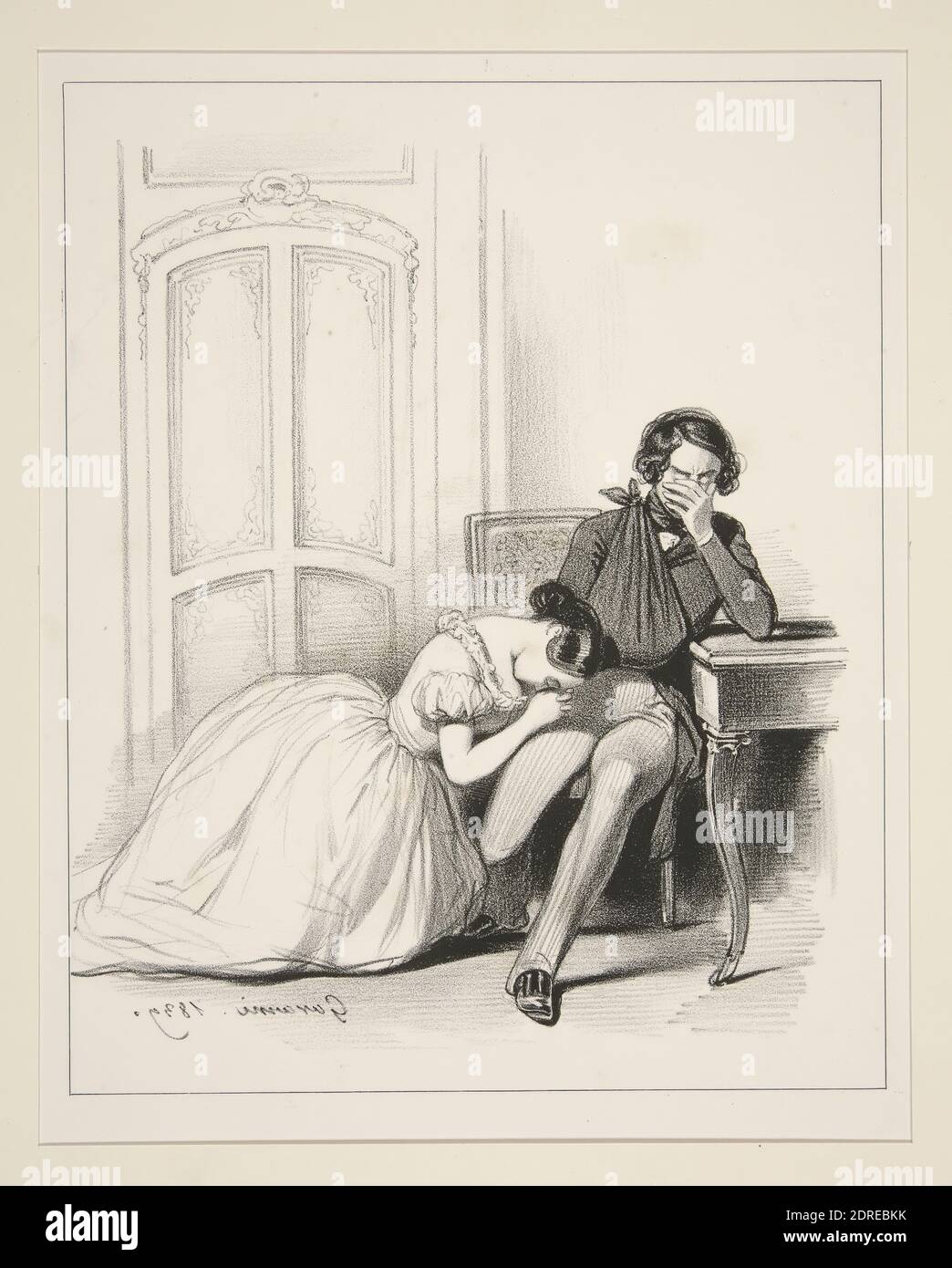 Artist: Paul Gavarni, French, 1804–1866, Marie Remond. Theatre du Vaudevellie, acte III., Lithograph, French, 19th century, Works on Paper - Prints Stock Photo