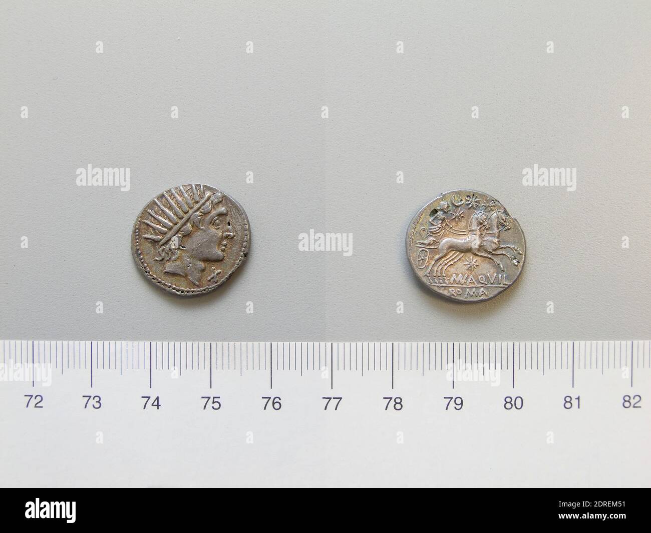 Mint: Rome, Magistrate: M’. Aquillius, Denarius from Rome, 109–8 B.C., Silver, 3.19 g, 7:00, 20 mm, Made in Rome, Roman, 2nd century B.C., Numismatics Stock Photo