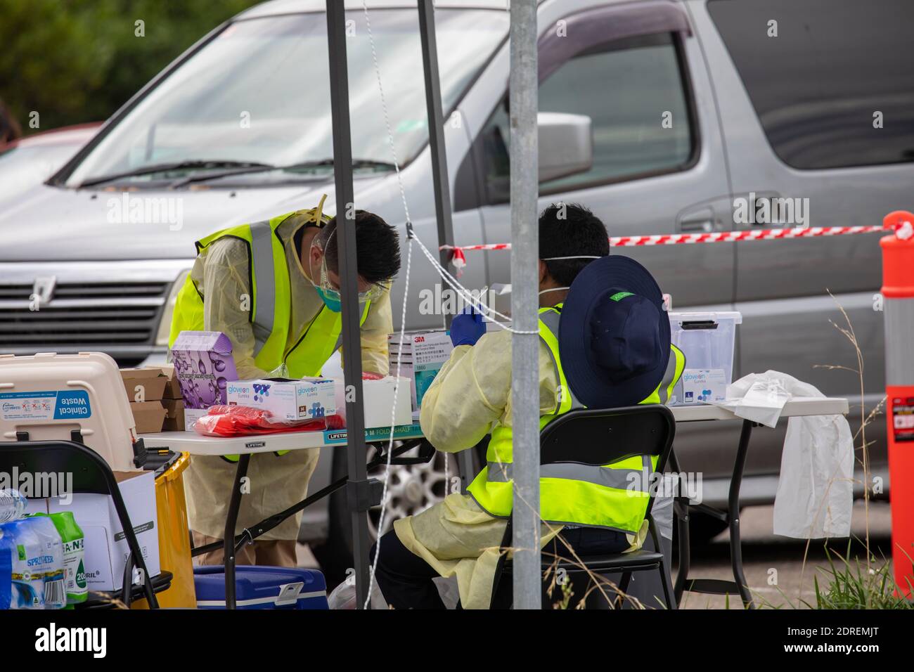 Avalon Beach Sydney pop up covid 19 testing clinic following outbreak at Avalon Beach bowl and RSL,Sydney,Australia Stock Photo