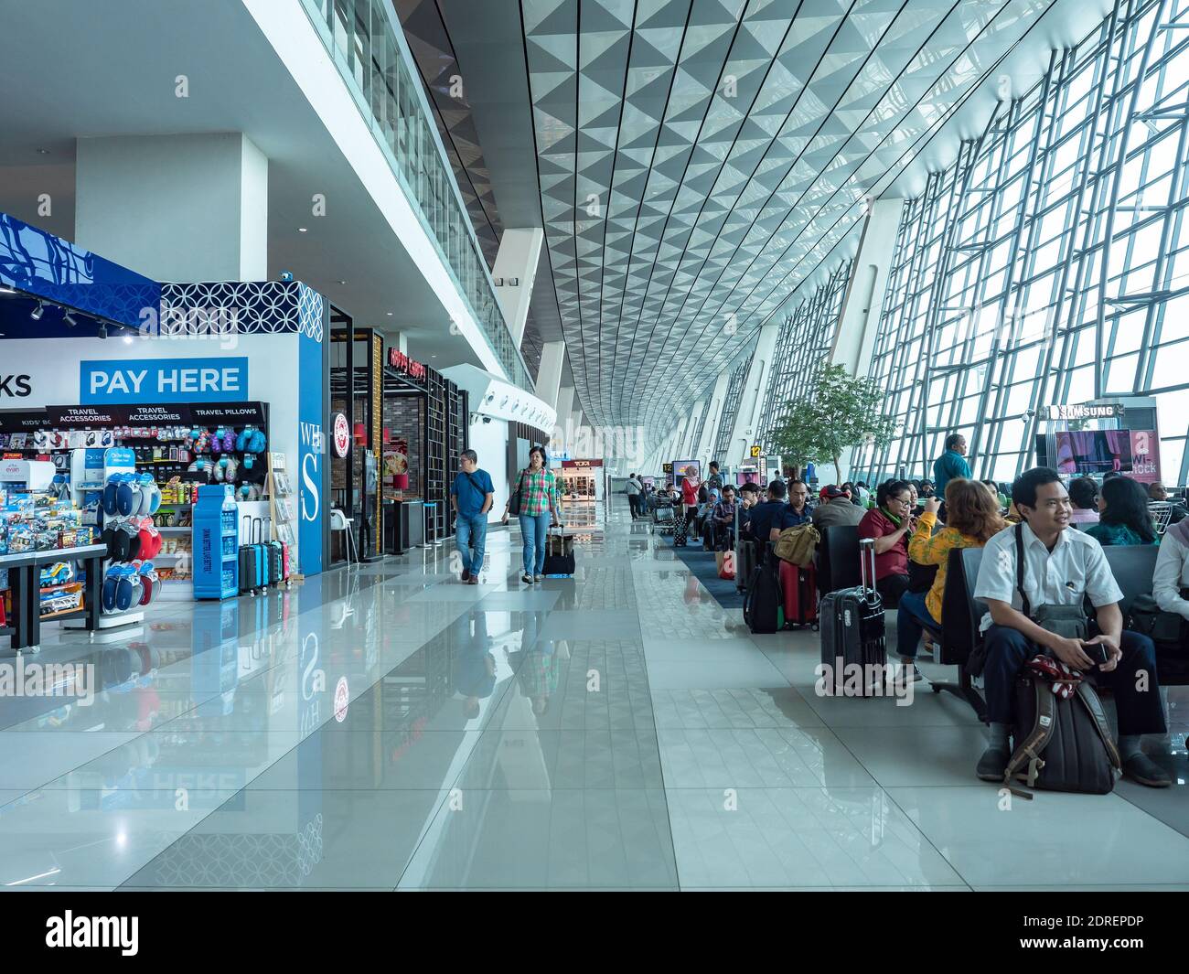 Domestic departure lounge at Terminal 3, Soekarno–Hatta International Airport in Jakarta, Indonesia. Stock Photo