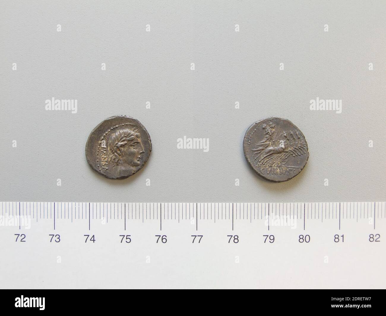 Mint: Rome, Magistrate: C. Vibius Pansa, Denarius from Rome, 90 B.C., Silver, 3.81 g, 6:00, 18.8 mm, Made in Rome, Italy, Roman, 1st century B.C., Numismatics Stock Photo