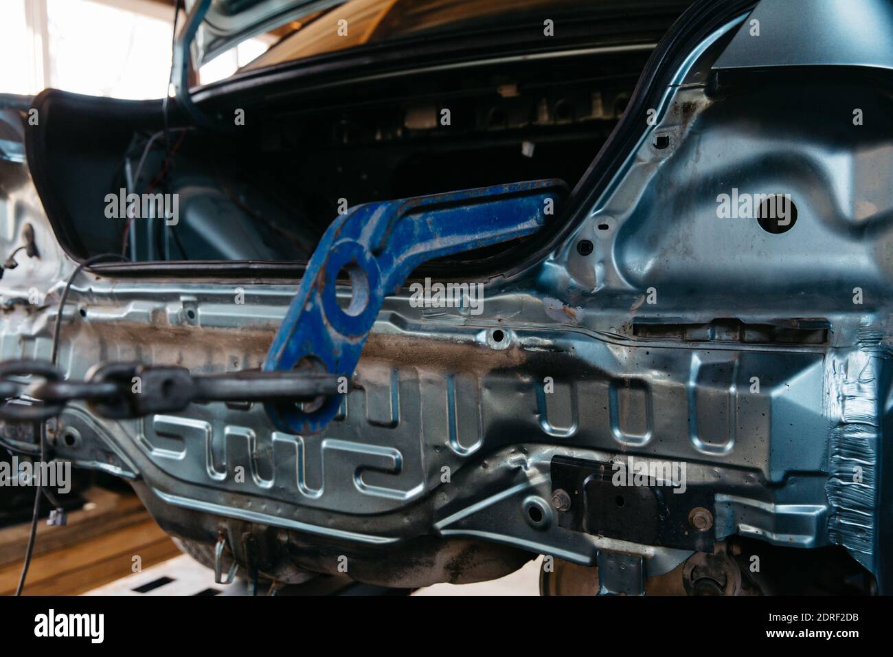 Auto body repair. Pulling auto a body Stock Photo Alamy