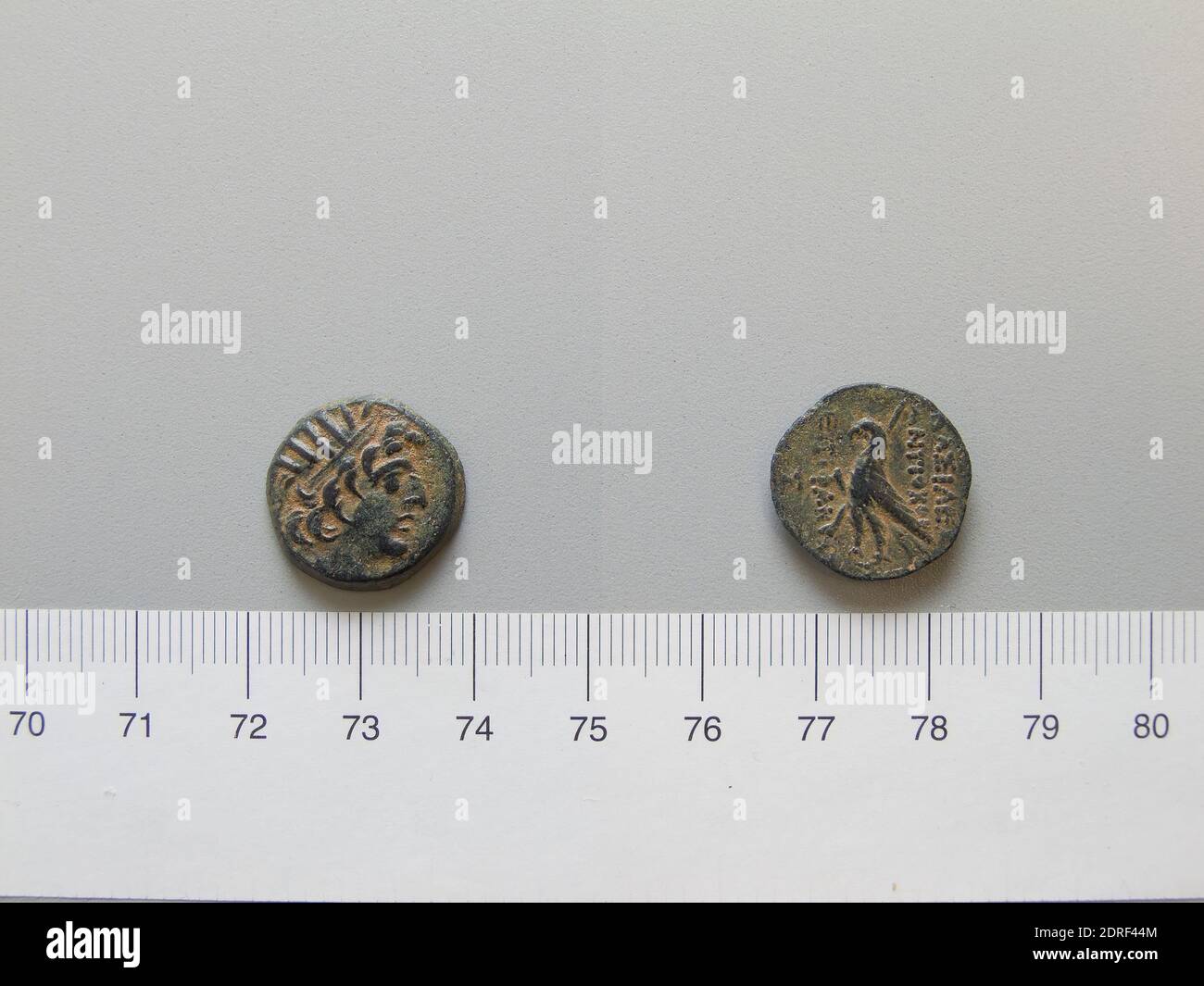 Ruler: Achaeus, 221/220-214 B.C.Mint: Antioch, Coin of Achaeus from Antioch, ca. 220–214 B.C., Copper, 3.82 g, 12:00, 17.5 mm, Made in Antioch, Greece, Greek, 3rd century B.C., Numismatics Stock Photo