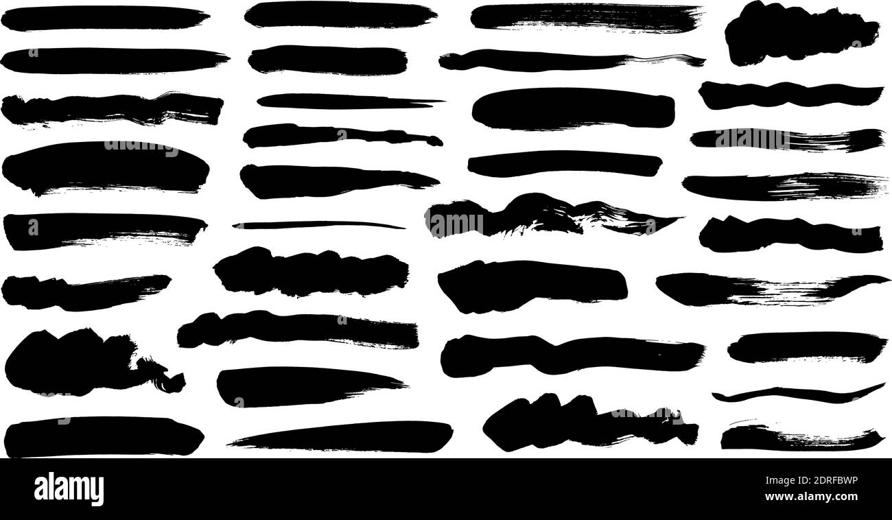 Vector grungy black paint brush strokes collection Stock Vector Image ...
