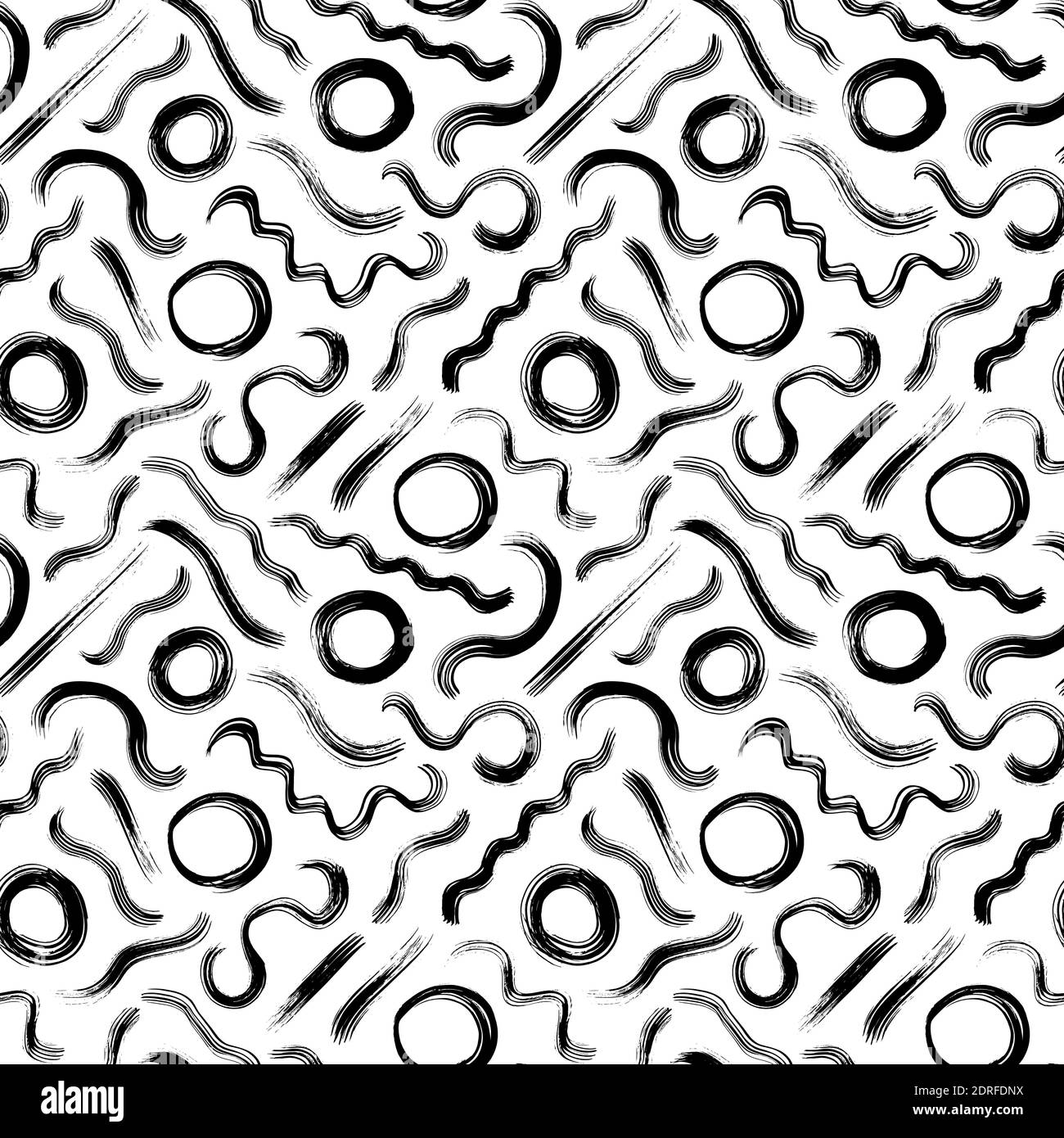 Seamless pattern with wavy lines and circles Stock Vector