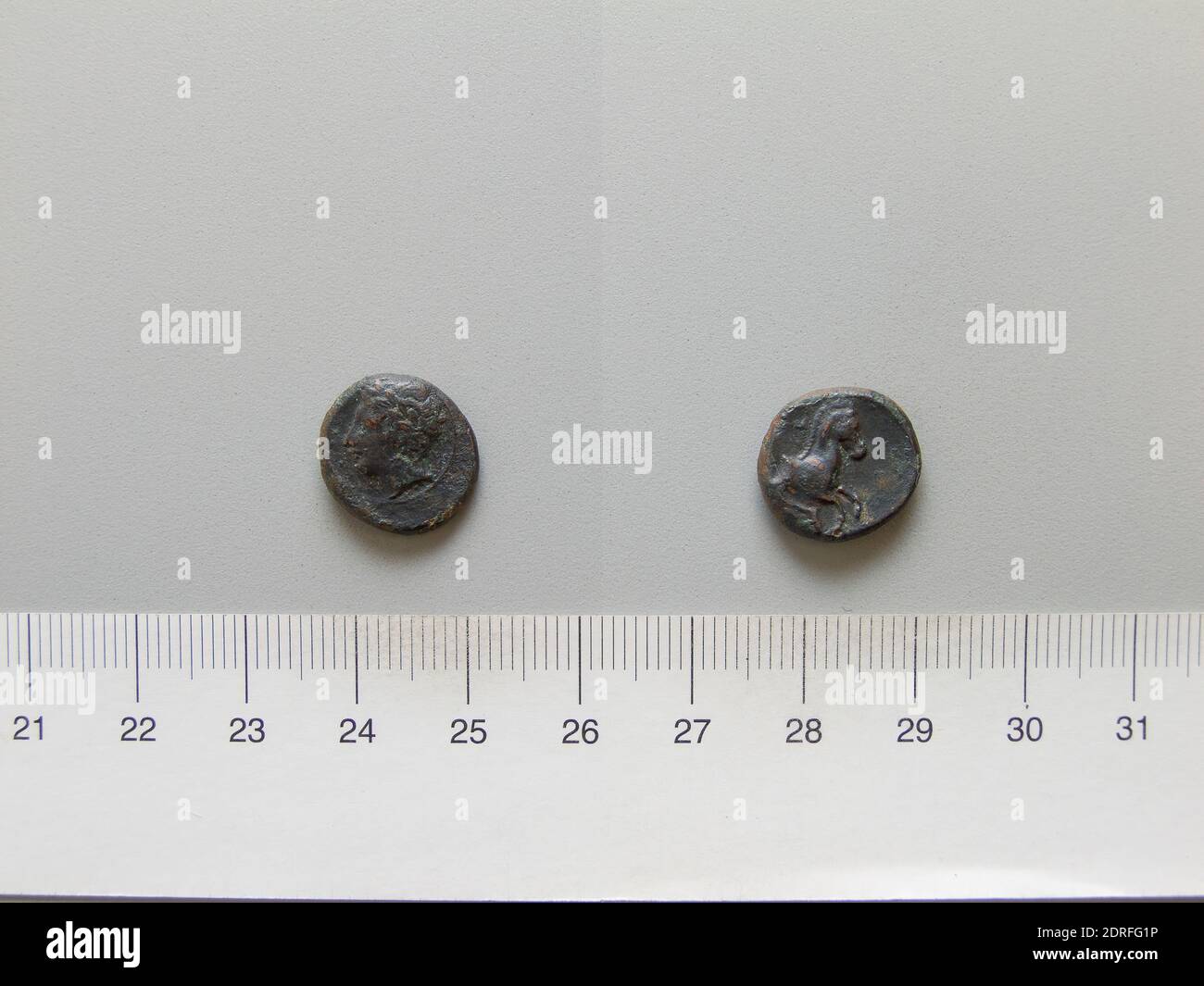 Mint: Carthage, Coin from Carthage, 4th–3rd century B.C., Copper, 2.47 g, 6:00, 14.5 mm, Made in Carthage, Zeugitana, Greek, 4th–3rd century B.C., Numismatics Stock Photo