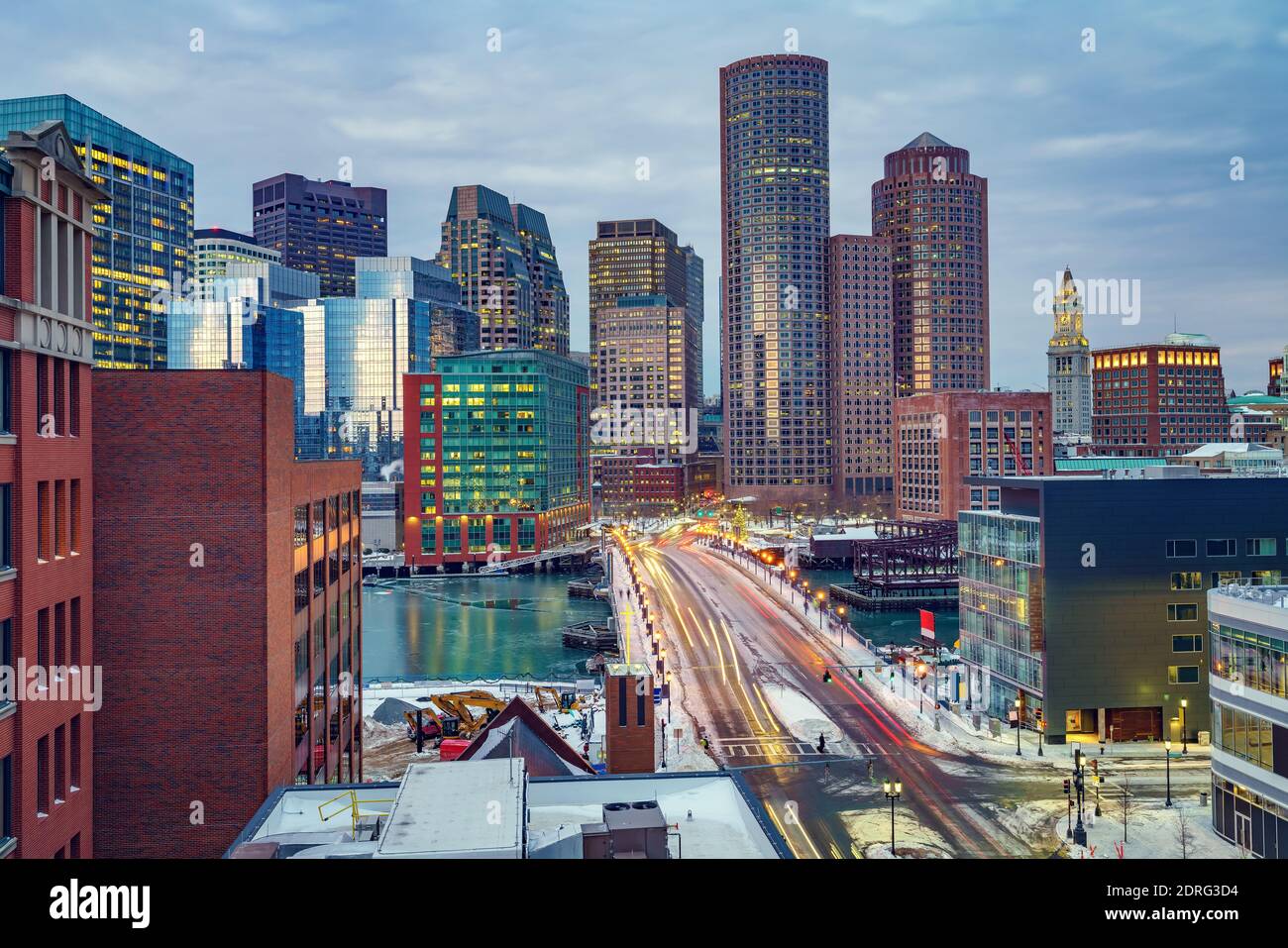 View on Boston city center at winter morning Stock Photo