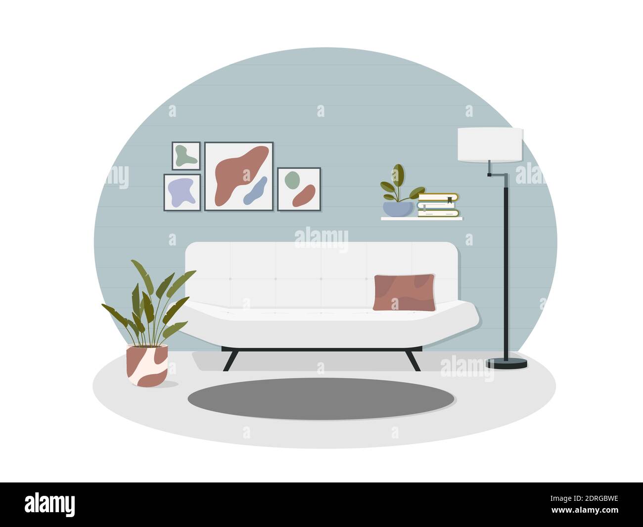 Living room interior on isolated white background Stock Vector Image ...