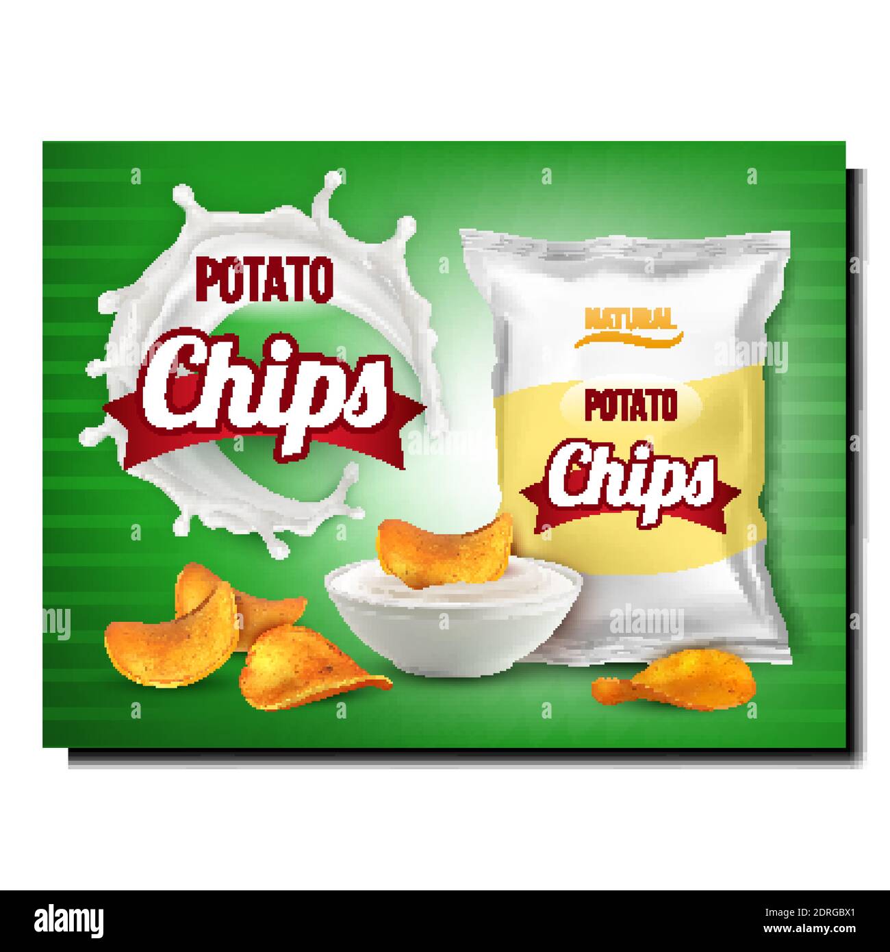 Potato Chips Snack Creative Promo Banner Vector Stock Vector Image