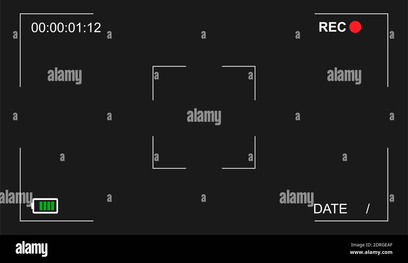 Video camera viewfinder overlay icon. Modern camera frame vector