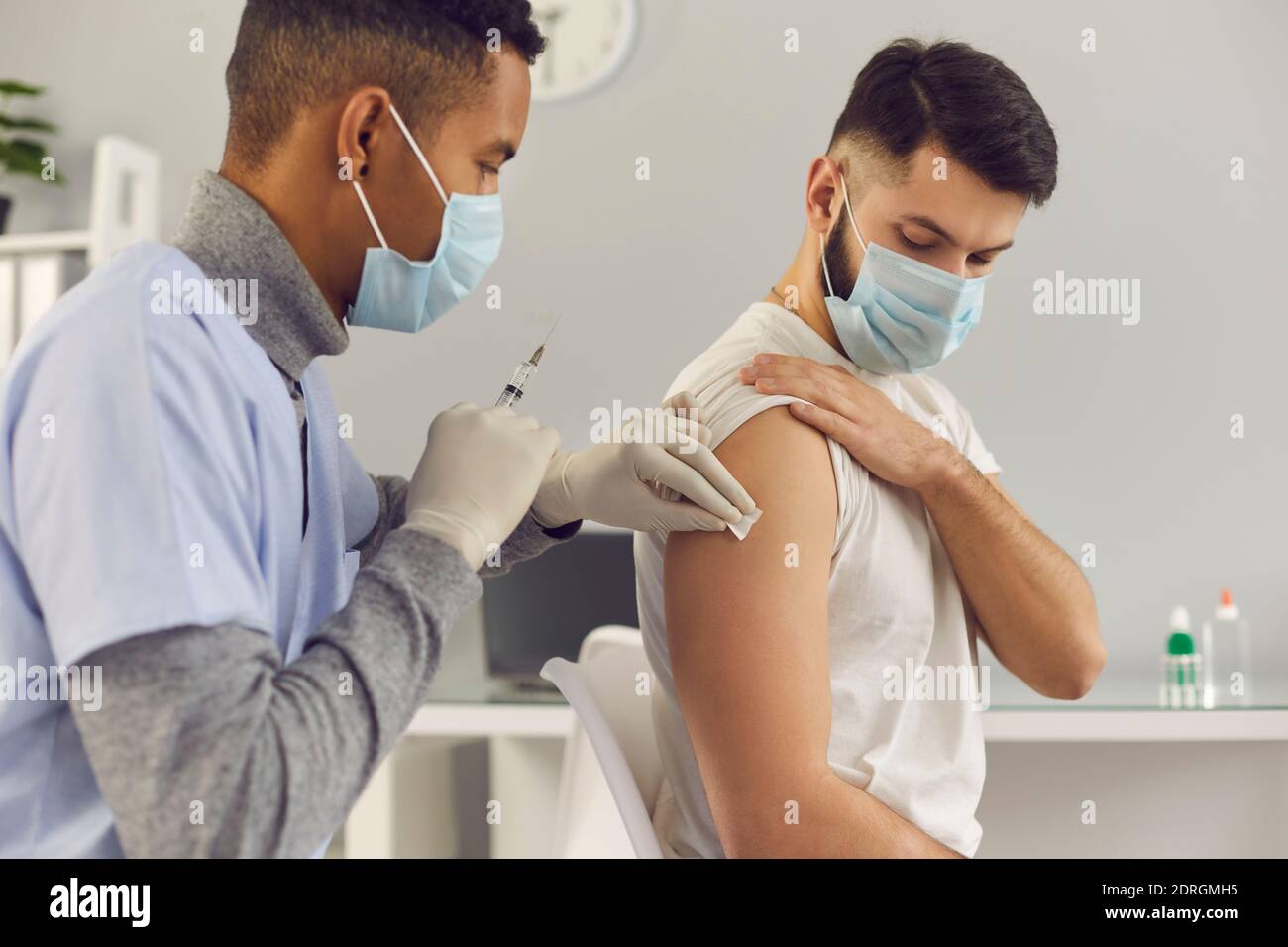 Female patient receiving an injection of a contrast medium before