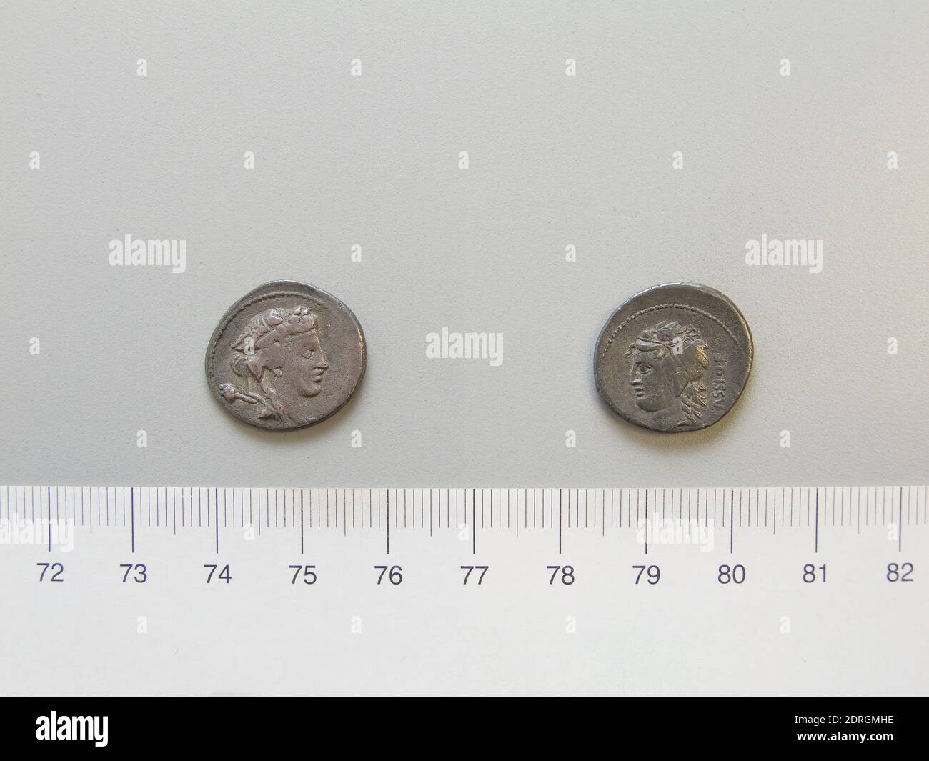 Mint: Rome, Magistrate: L. Cassius Q.f. Longinus, Denarius from Rome, 78 B.C., Silver, 3.73 g, 8:00, 19 mm, Made in Rome, Italy, Roman, 1st century B.C., Numismatics Stock Photo