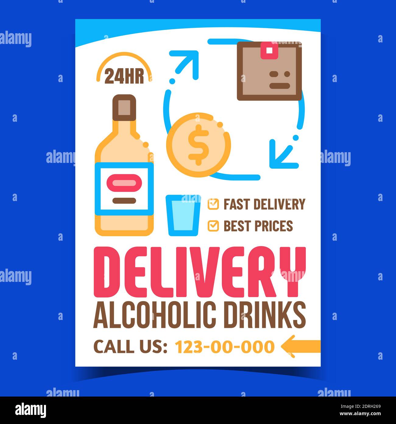 Delivery Alcoholic Drinks Promotion Poster Vector Stock Vector Image