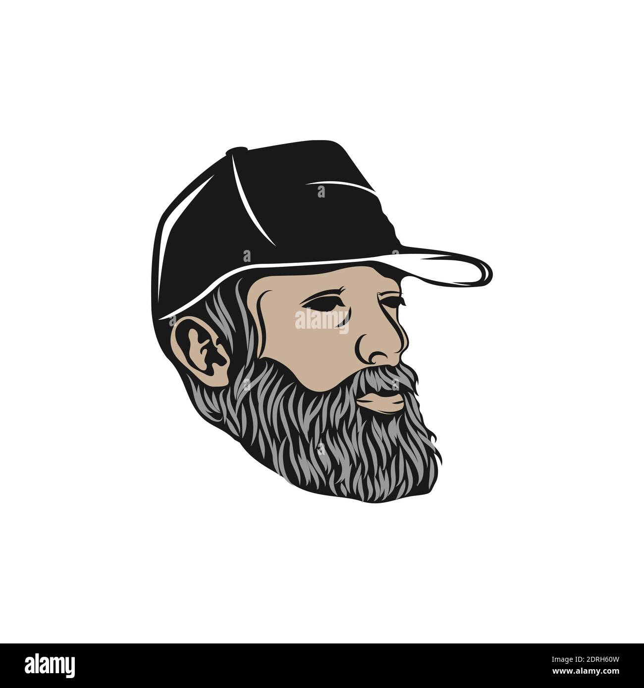 Mascot logo illustration of a beard man.EPS 10 Stock Vector