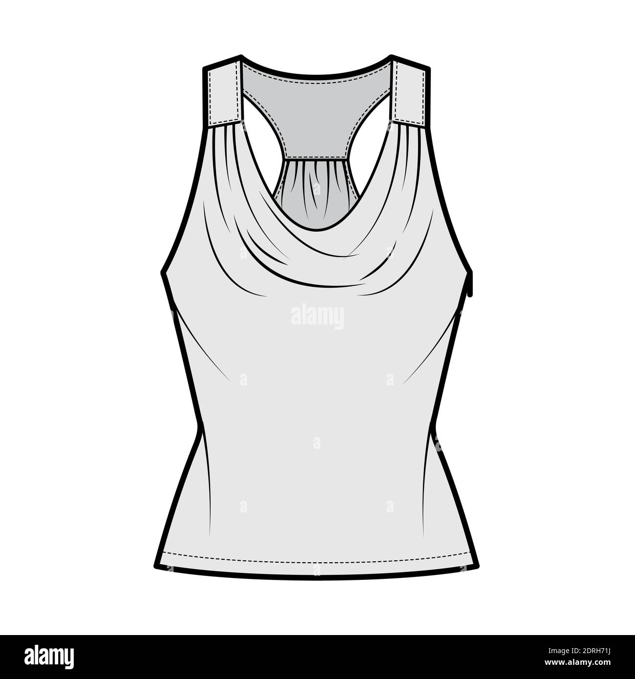 Cowl Neck Tshirt Fashion Flat Sketch Stock Vector Royalty Free 1729700380   Shutterstock