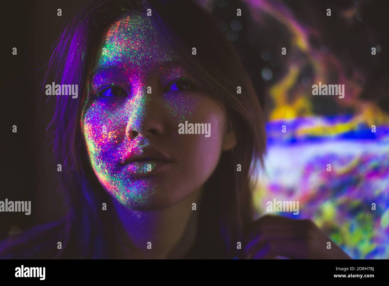 Portrait Of Beautiful Young Woman With Face Paint Stock Photo - Alamy
