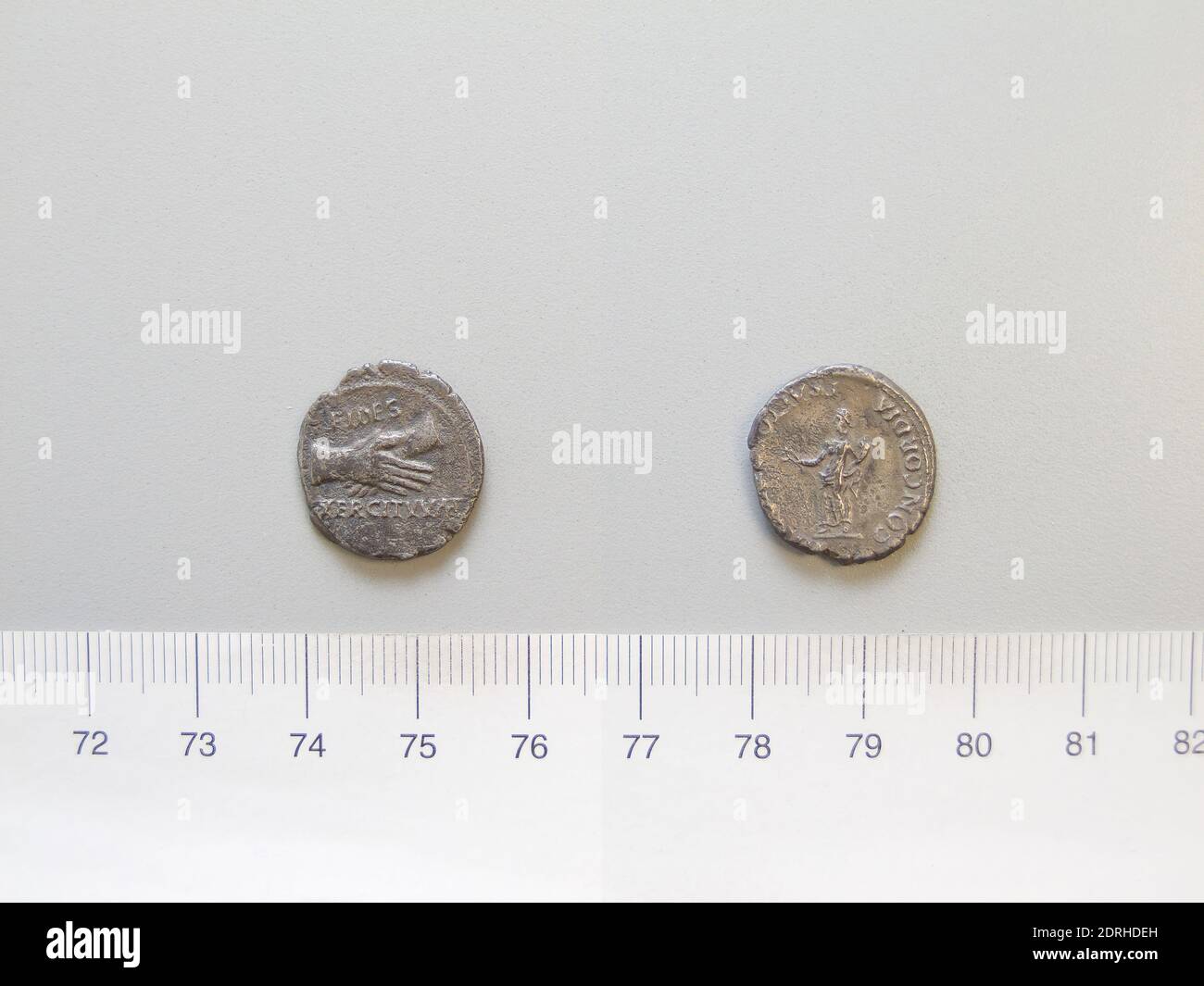 Denarius from Unknown, 68, Silver, 3.17 g, 17.5 mm, 7:00, Made in Roman Empire, Roman, 1st century A.D., Numismatics Stock Photo
