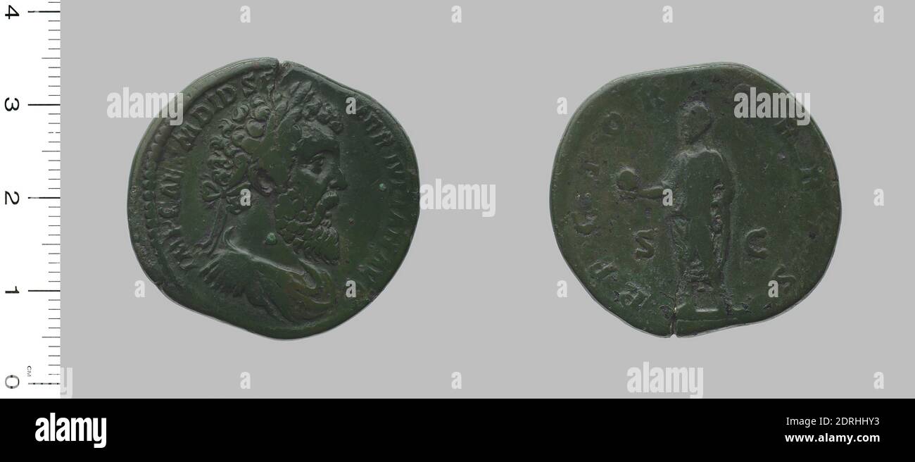 Ruler: Didius Julianus, Emperor of Rome, 133–193, ruled 193, Mint: Rome, Sestertius of Didius Julianus from Rome, 193, Orichalcum, 19.42 g, 6:00, 31.2 mm, Made in Rome, Italy, Roman, 2nd century, Numismatics Stock Photo