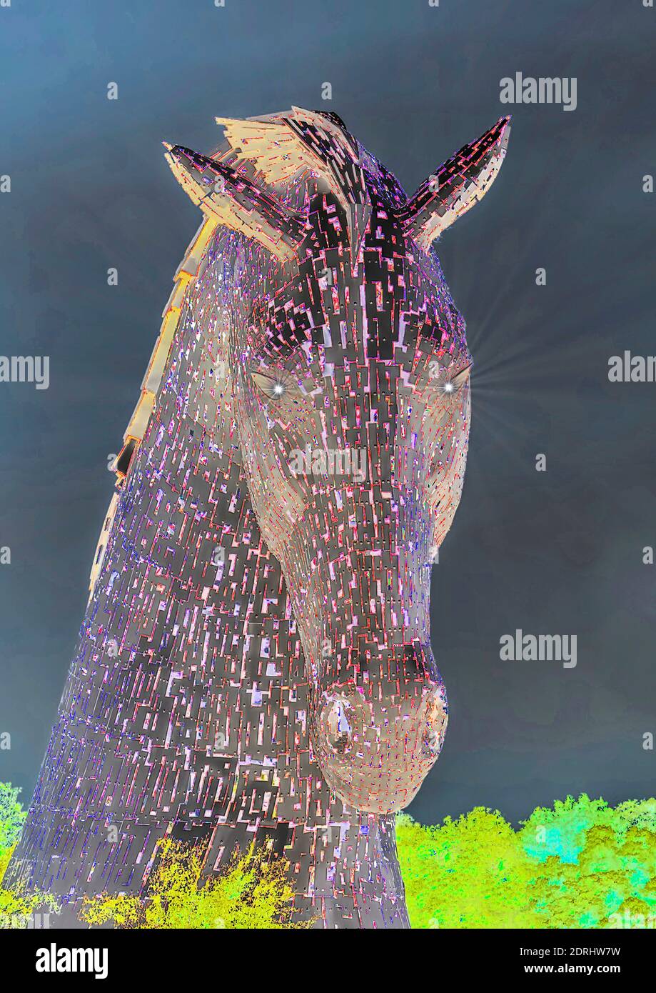 The Kelpies sculpture at entrance to the Forth and Clyde Canal at The Helix Park near Falkirk, Scotland Stock Photo