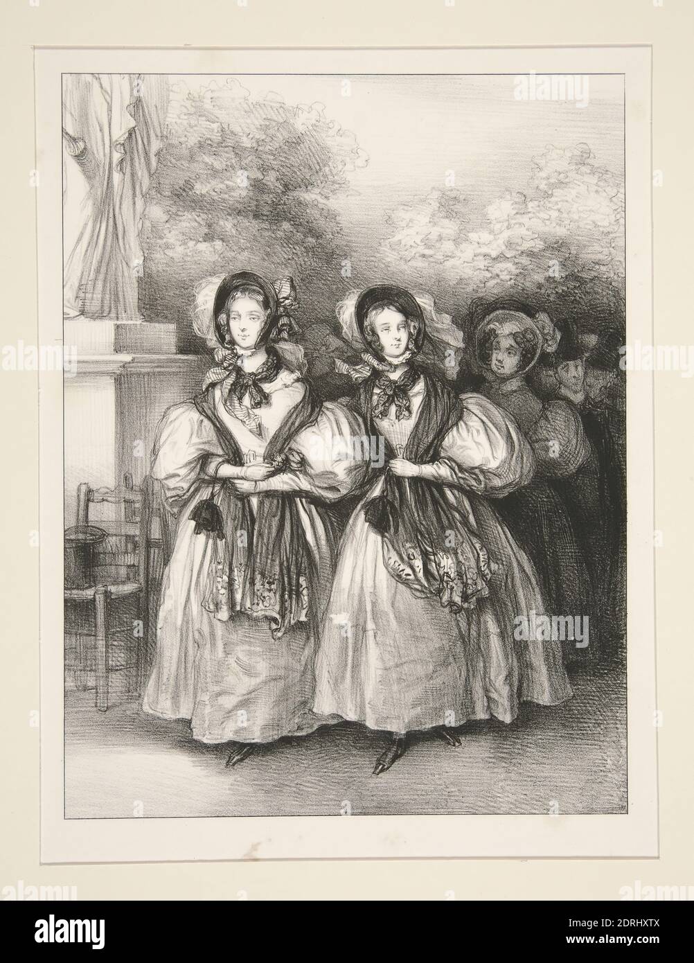 Artist: Paul Gavarni, French, 1804–1866, Deux Soeurs, Lithograph, French, 19th century, Works on Paper - Prints Stock Photo