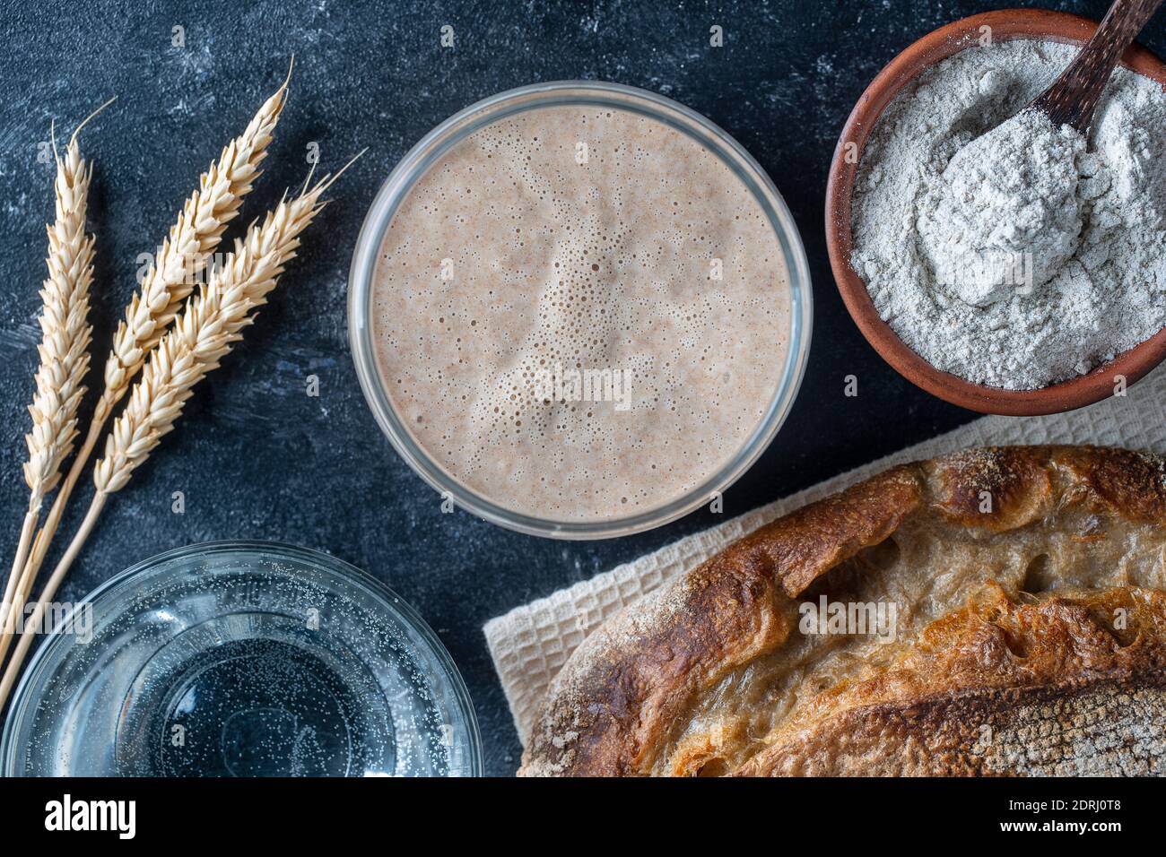 https://c8.alamy.com/comp/2DRJ0T8/yeast-free-sourdough-bread-flour-water-and-glass-jar-with-dough-leaven-on-the-table-preparing-yeast-dough-for-bread-buns-pastries-or-pizza-close-2DRJ0T8.jpg