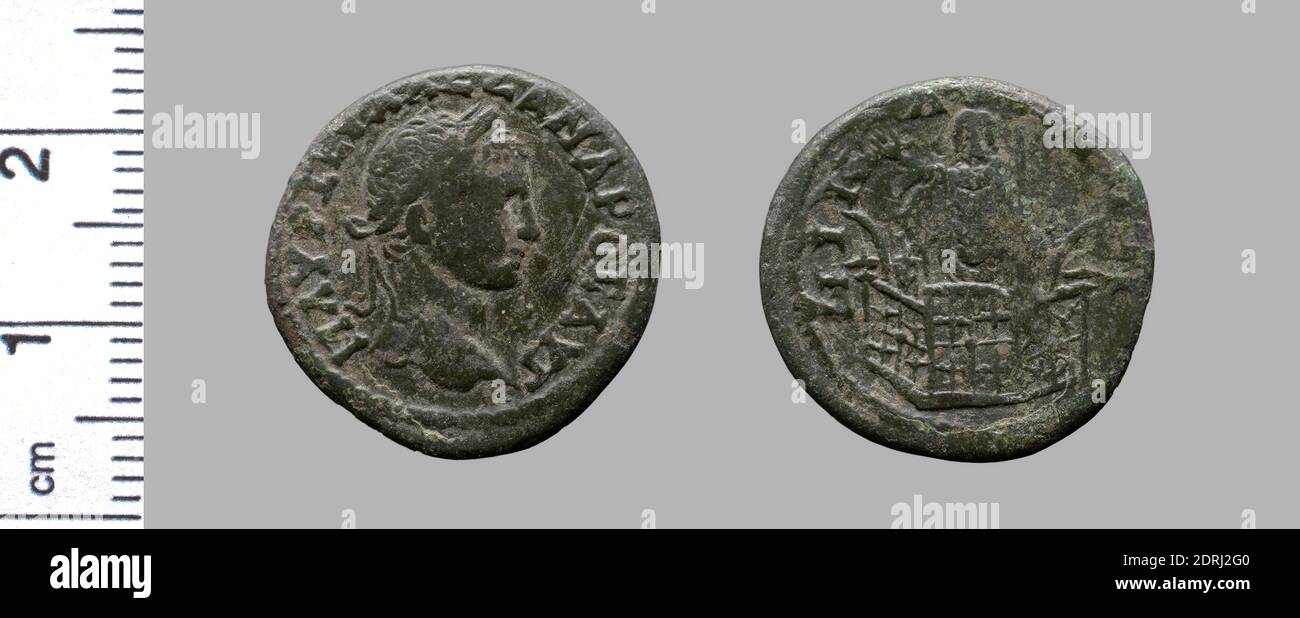 Ruler: Severus Alexander, Emperor of Rome, A.D. 208–235, ruled A.D. 222–35, Mint: Nicaea, Coin of Severus Alexander, Emperor of Rome from Nicaea, 221–35, Bronze, 3.93 g, 1:00, 20.1 mm, ILE2013.17.379 , Made in Nicaea, Bithynia, Roman, 3rd century, Numismatics Stock Photo
