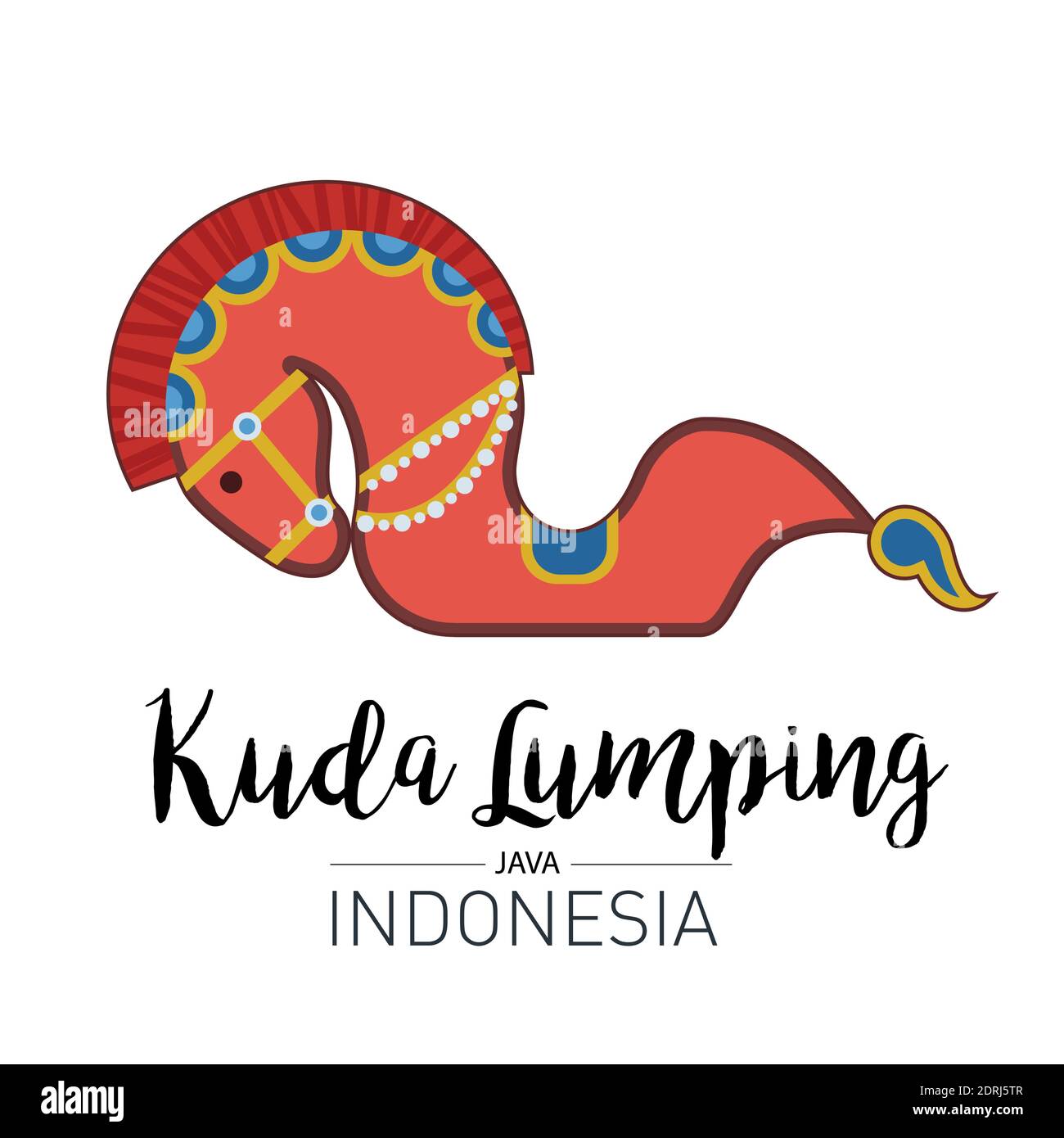 Kuda Lumping or leathered horse. The traditional art form Java, Indonesia. Stock Vector