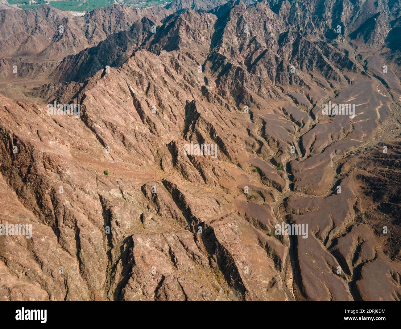 Hajar mountains in Hatta enclave of Dubai in the United Arab Emirates aerial view Stock Photo