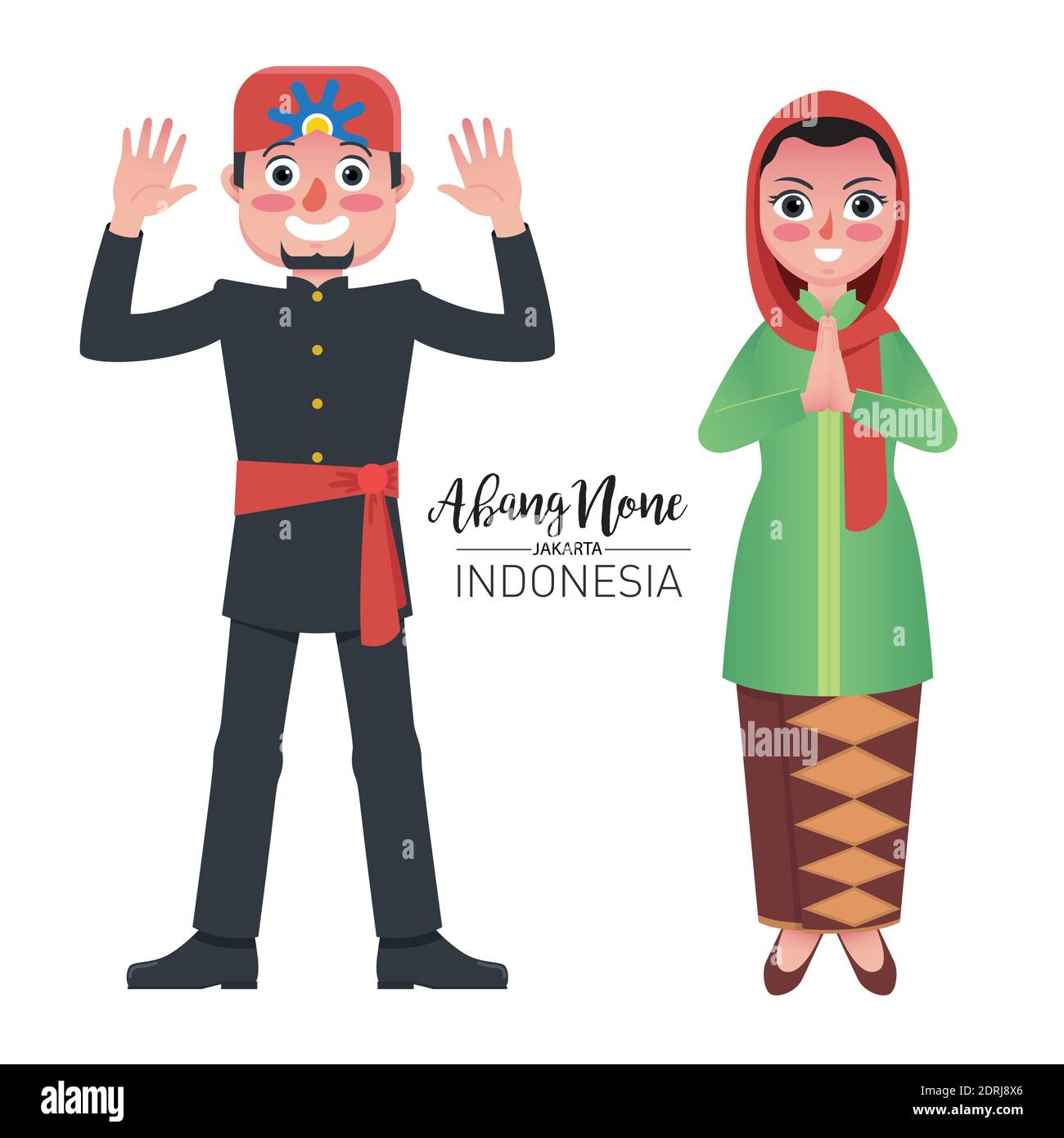 Vector stock of Abang None, The traditional couple origin of Jakarta Indonesia Stock Vector