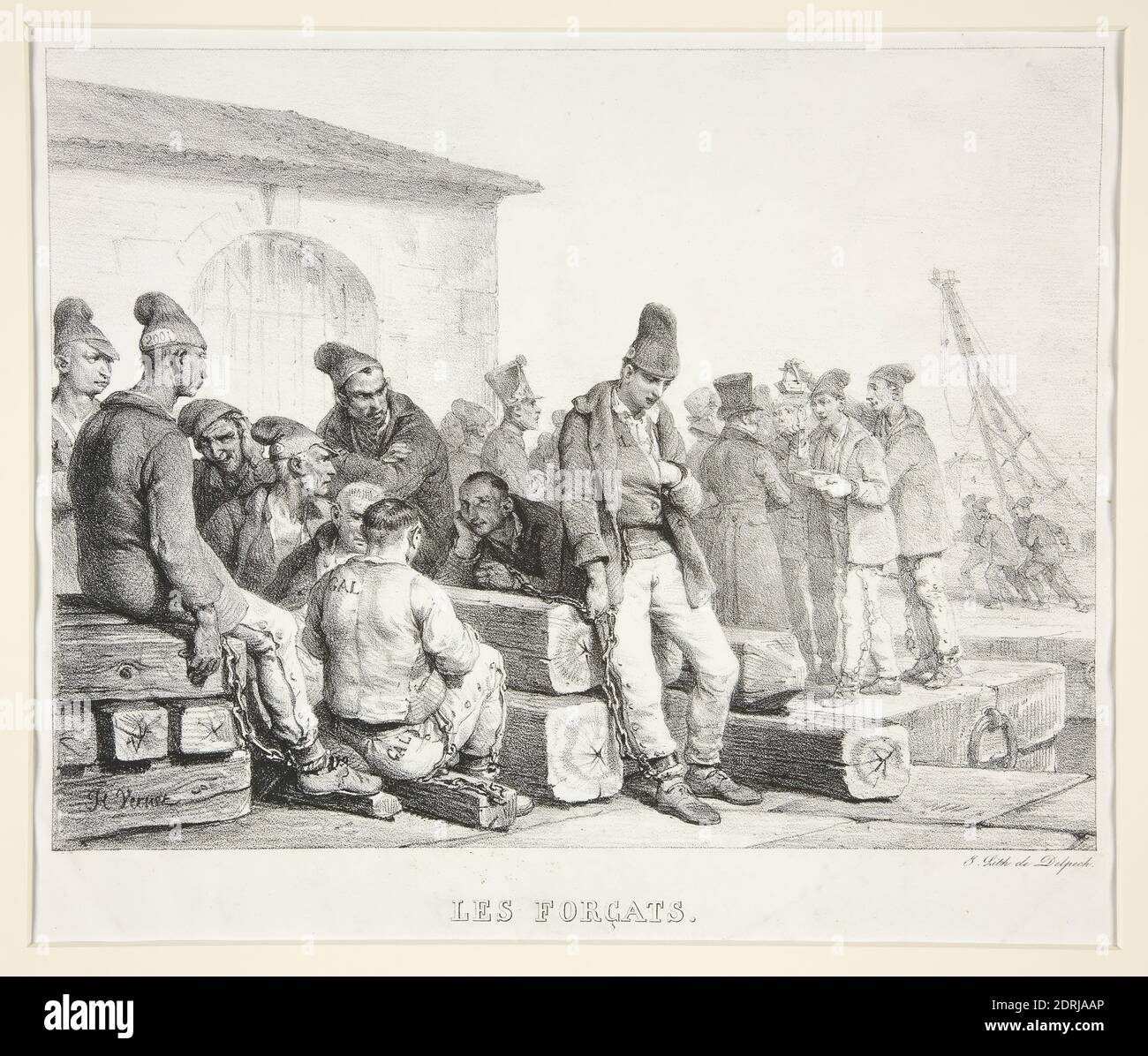 Lithographer: François-Séraphin Delpech, French, 1778–1825, After: Horace Vernet, French, 1789–1863, Les Forçats (The Prisoners), Lithograph, Image: 23 × 30.2 cm (9 1/16 × 11 7/8in.), French, 19th century, Works on Paper - Prints Stock Photo