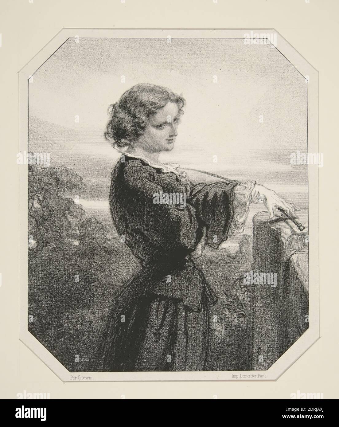 Artist: Paul Gavarni, French, 1804–1866, La Chanson de Lise, Lithograph, French, 19th century, Works on Paper - Prints Stock Photo