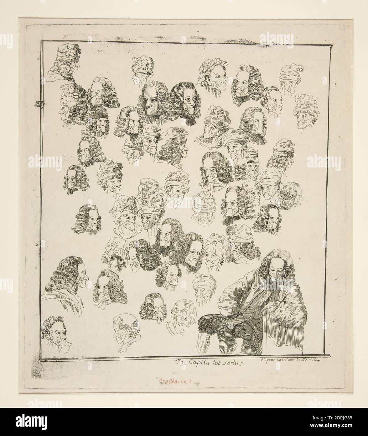 Etcher: Unknown, After: Jean Huber, Swiss, 1721–1786, Tot Capita Tot Sensus (Many Heads, Many Opinions), ca. 1778, Etching, image: 30.9 × 38.1 cm (12 3/16 × 15 in.), Made in Switzerland, Swiss, 18th century, Works on Paper - Prints Stock Photo