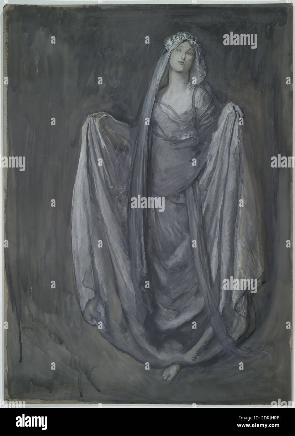 Artist: Edwin Austin Abbey, American, 1852–1911, M.A., 1897, Study for Blanchefleur?, for the Sir Galahad wedded to Blanchefleur mural in the Quest for the Holy Grail cycle at the Boston Public Library, 19th century, Chalk, Made in United States, American, 19th century, Works on Paper - Drawings and Watercolors Stock Photo