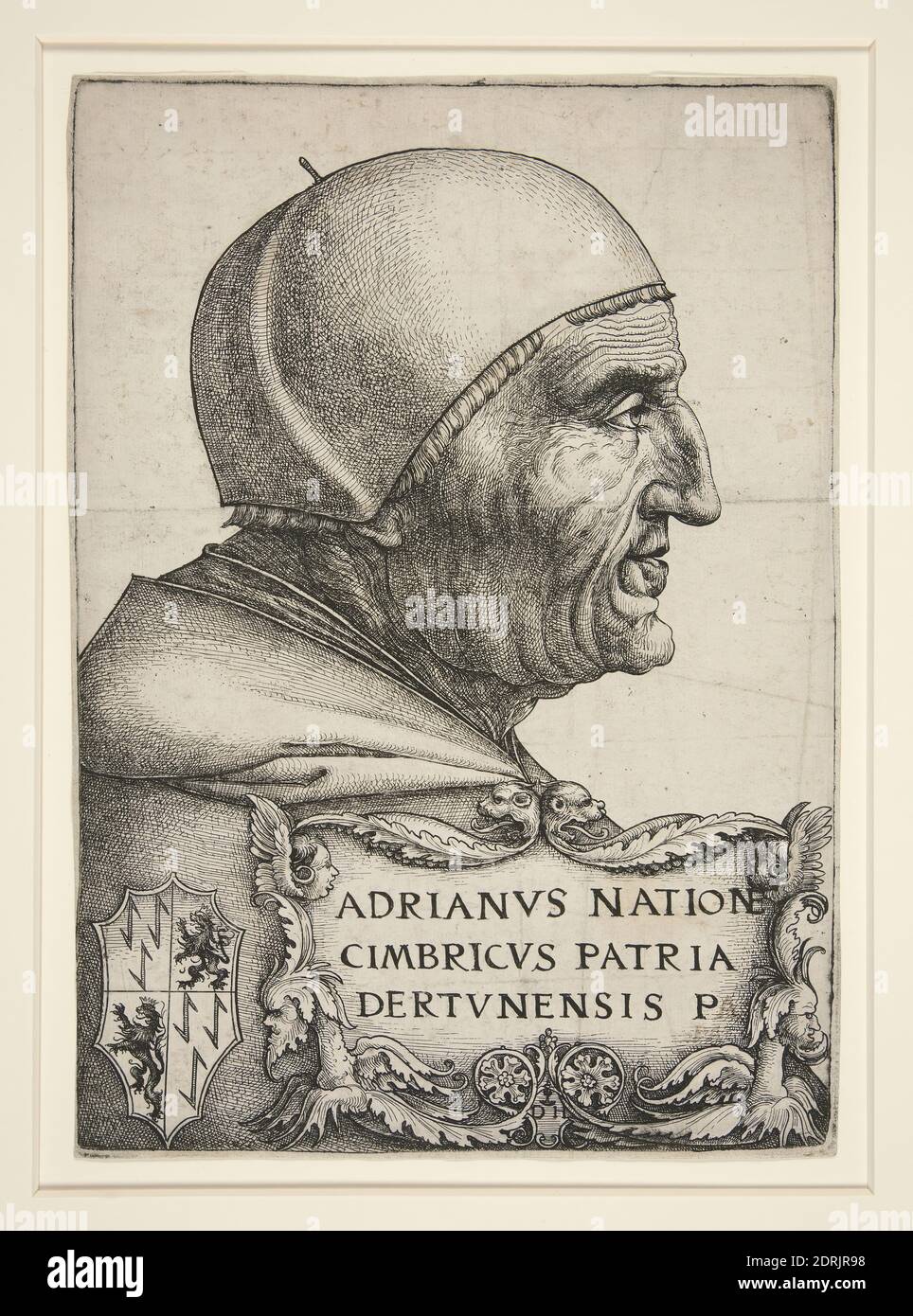 Artist: Daniel Hopfer the Elder, German, 1470–1536, Portrait of Adrien VI (Hadrian VI, Pope 1522-1523), late-15th to mid-16th century, Etching, sheet: 22.5 × 15.8 cm (8 7/8 × 6 1/4 in.), Made in Germany, German, 15th century, Works on Paper - Prints Stock Photo