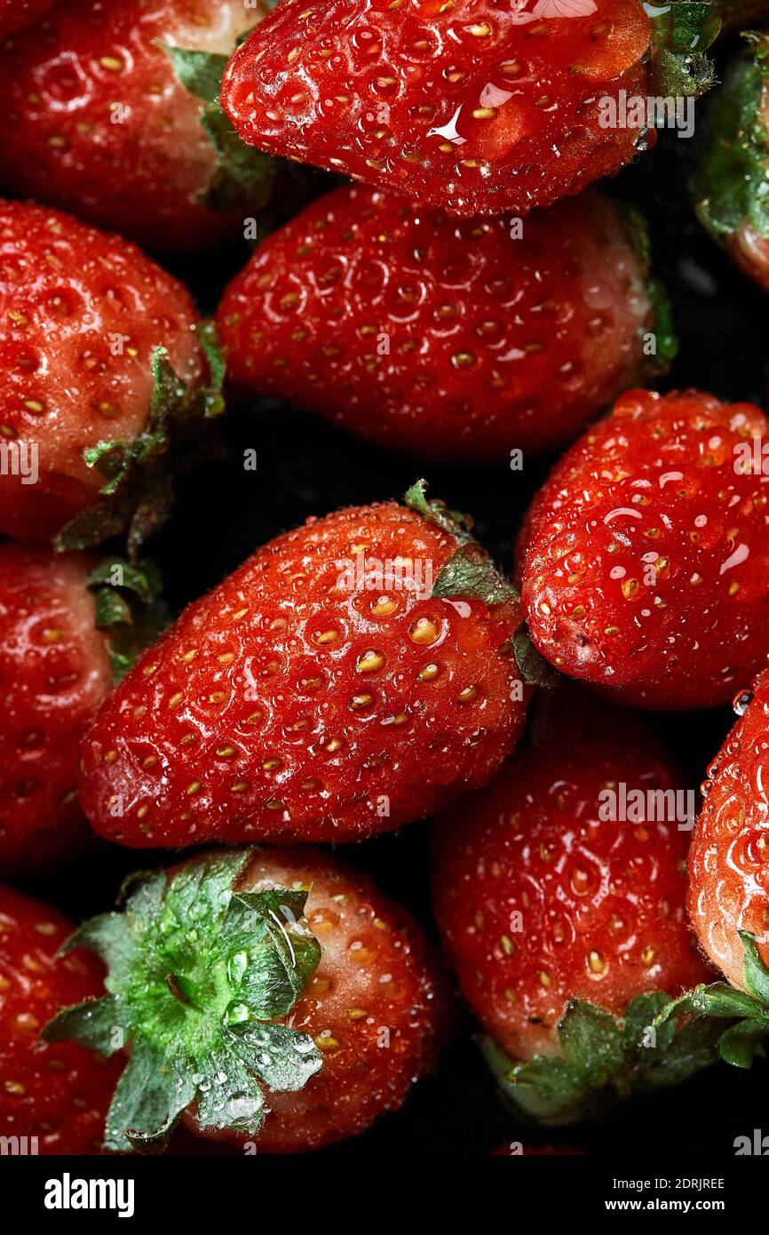 Fresh ripe perfect strawberry - Food Frame Background Stock Photo - Alamy