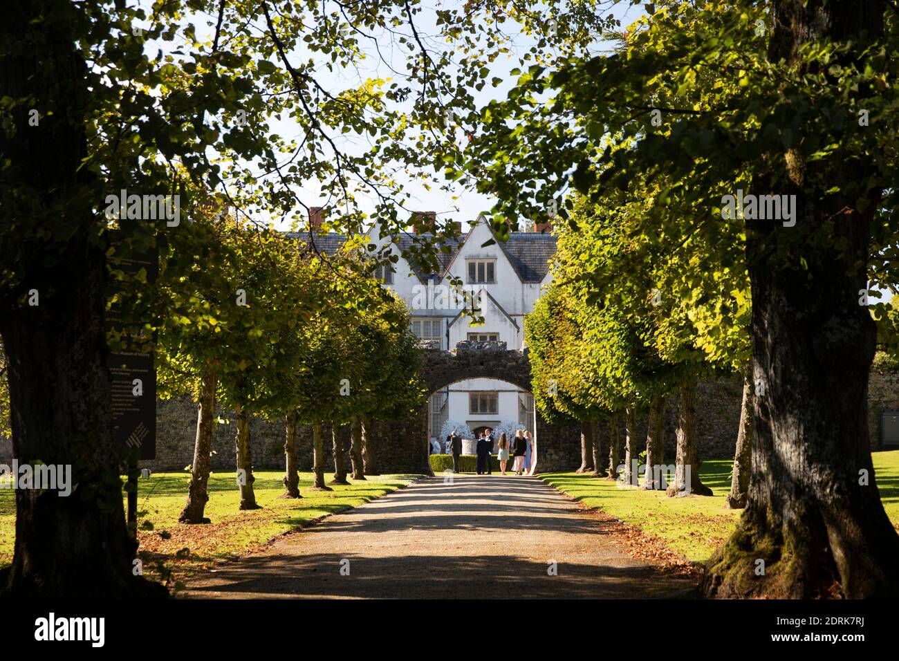 Cf184UK, Wales, Cardiff, St Fagans, National Museum of History, wedding guests in castle courtyard Stock Photo