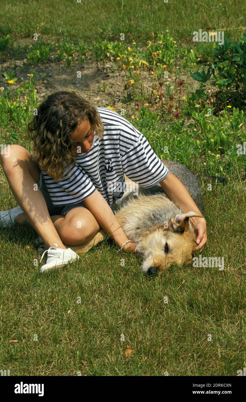 Girl with her Dog Stock Photo - Alamy